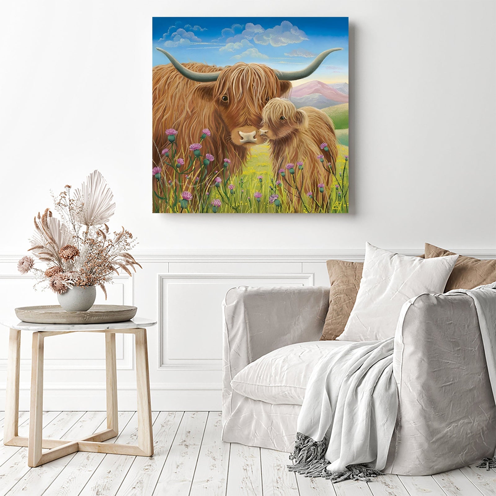 Highland Cows | Diamond Painting Displayed as Home Decor