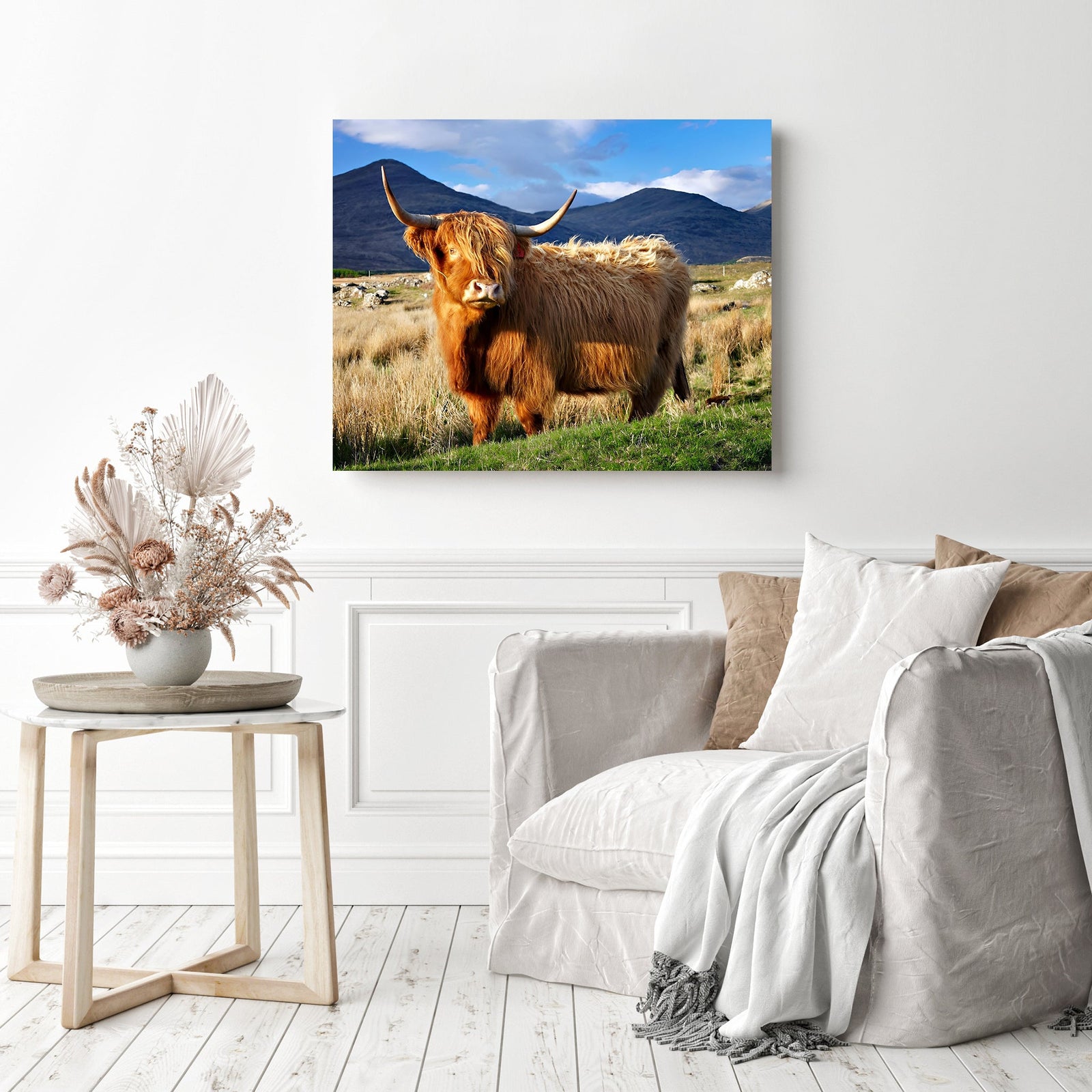 Highlander Cow | Diamond Painting Displayed as Home Decor