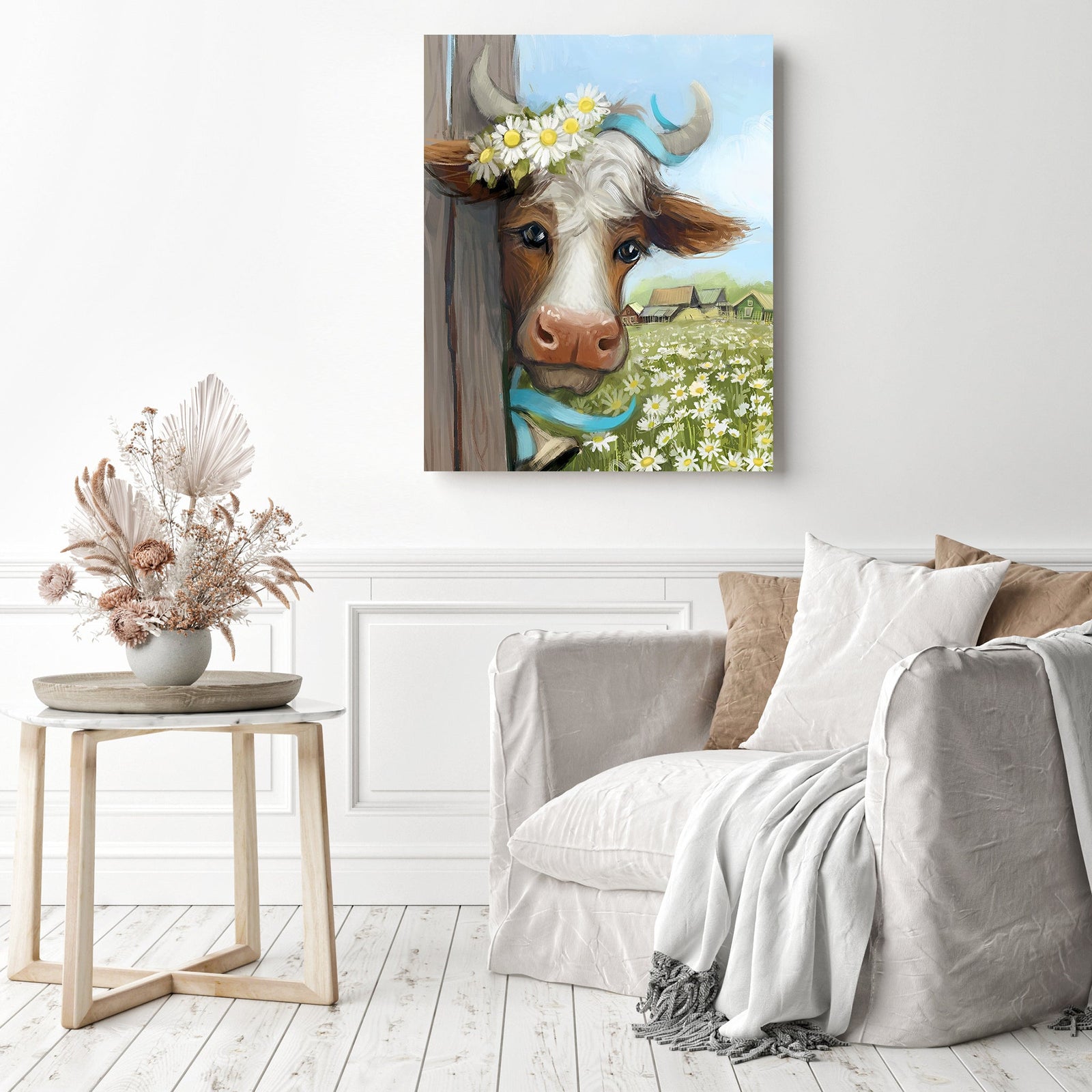 Daisy the Cow | Diamond Painting Displayed as Home Decor