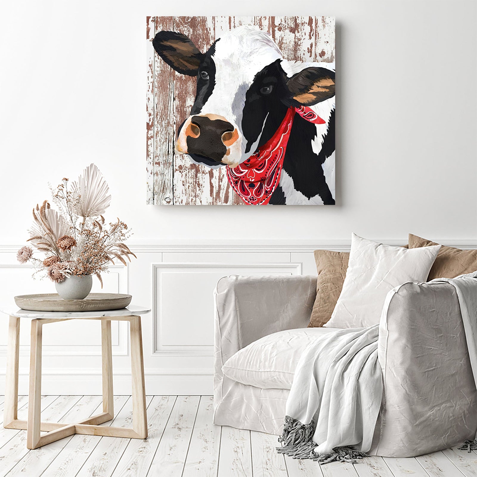 Cowboy Cow | Diamond Painting Displayed as Home Decor