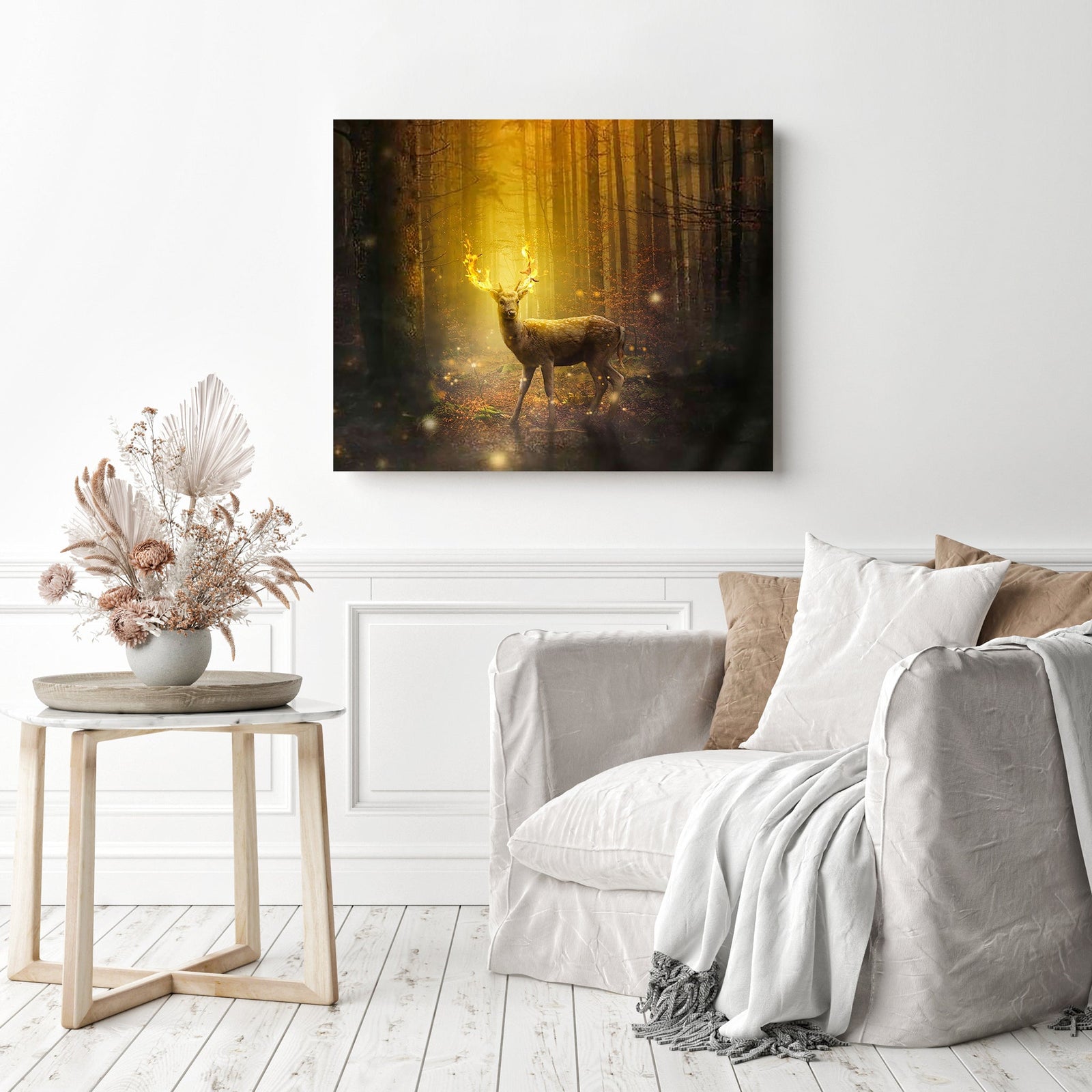 Fire Antlers | Diamond Painting Displayed as Home Decor