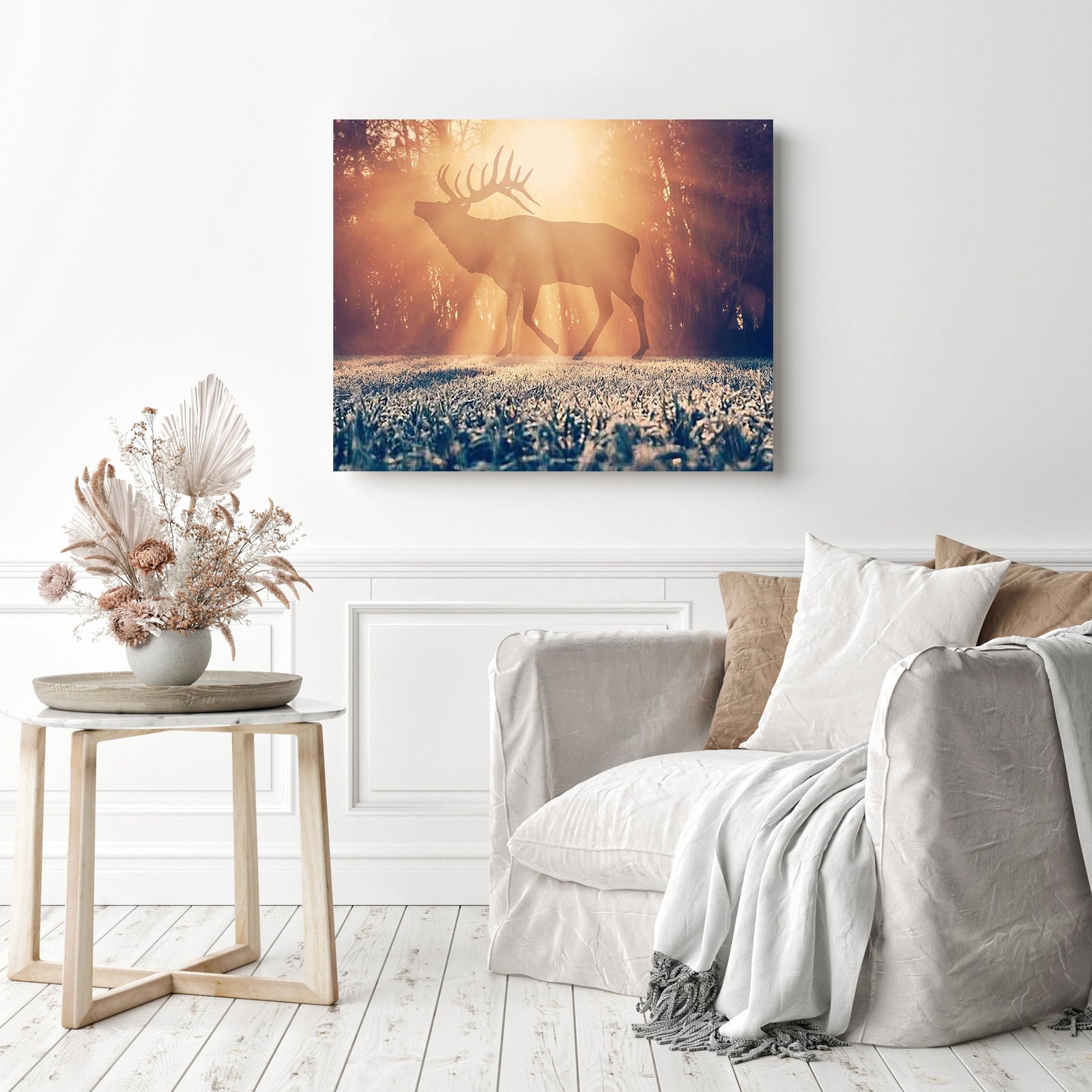 Deer in the Sunlight | Diamond Painting Displayed as Home Decor