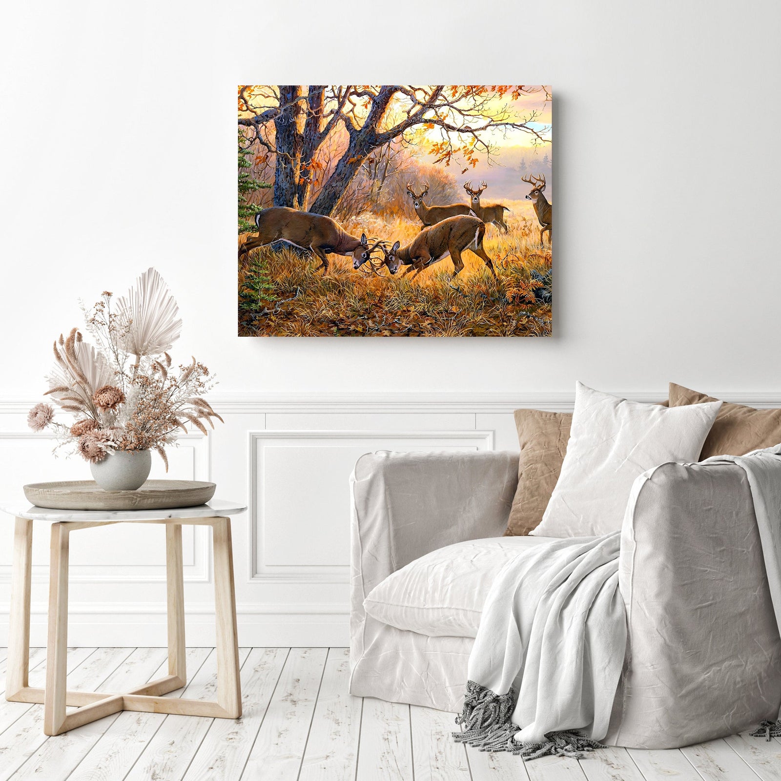 Deer in the Forest | Diamond Painting Displayed as Home Decor