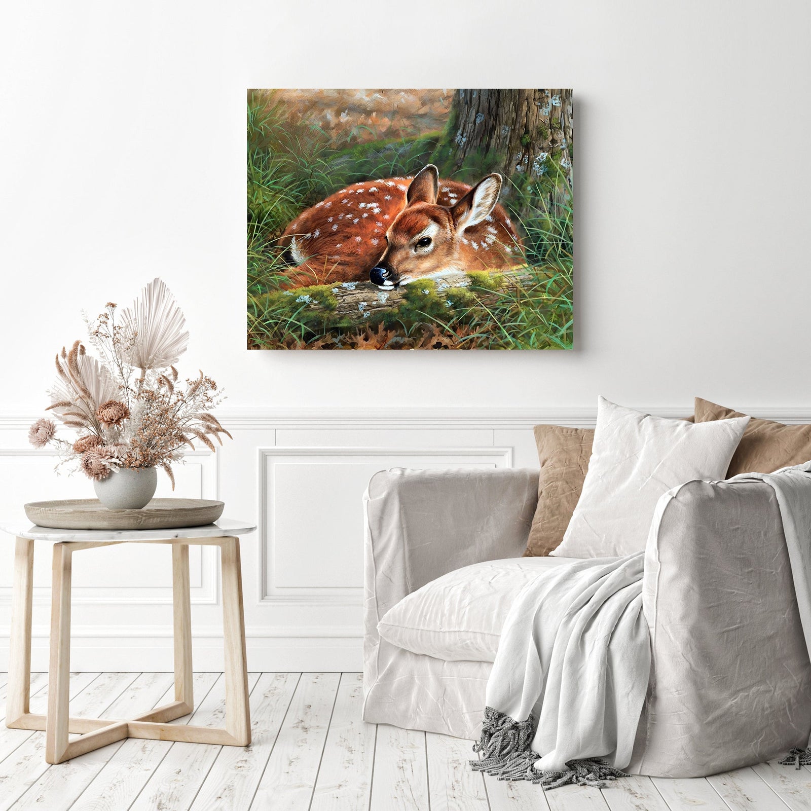 Cute Little Plum Deer | Diamond Painting Displayed as Home Decor