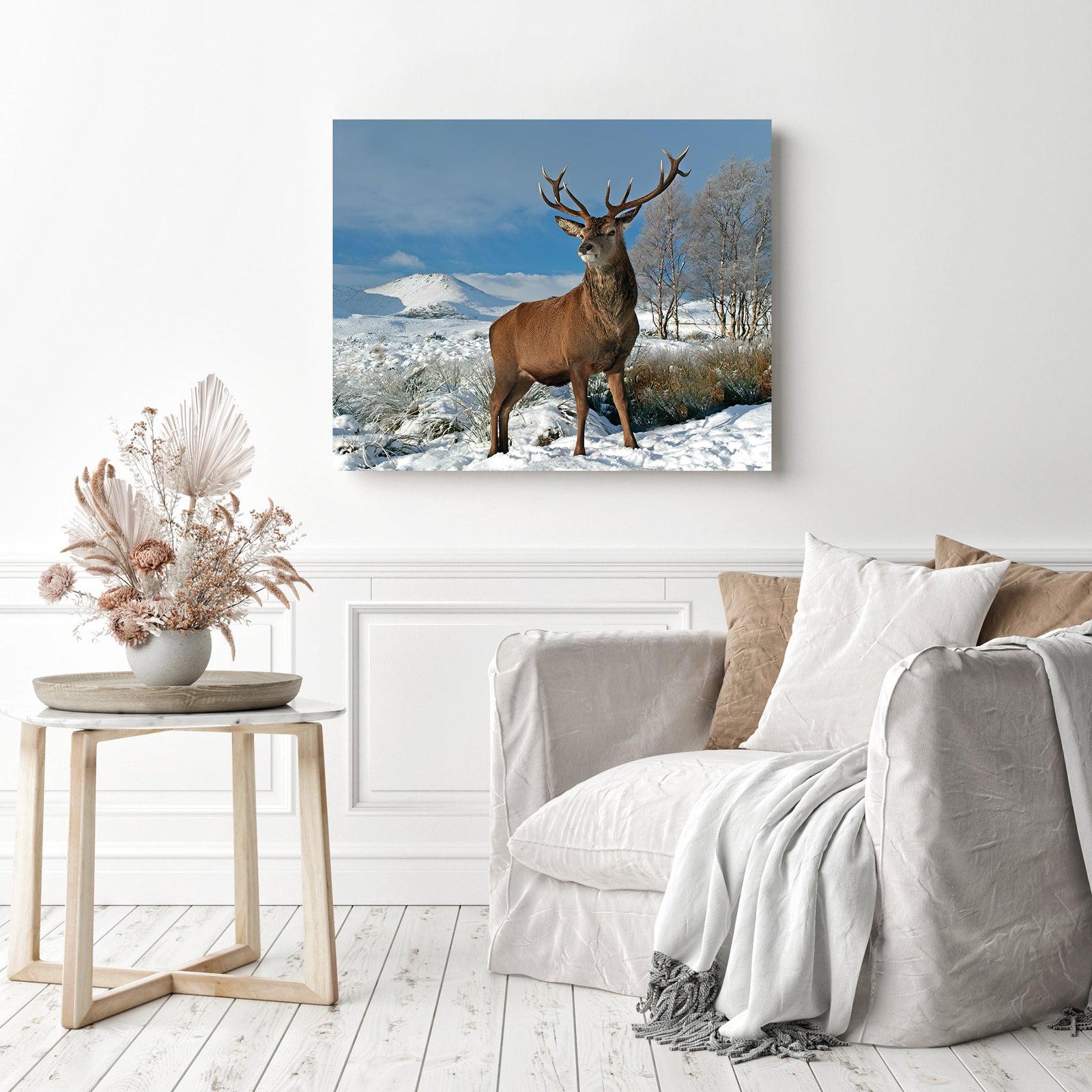 Deer Snow | Diamond Painting Displayed as Home Decor