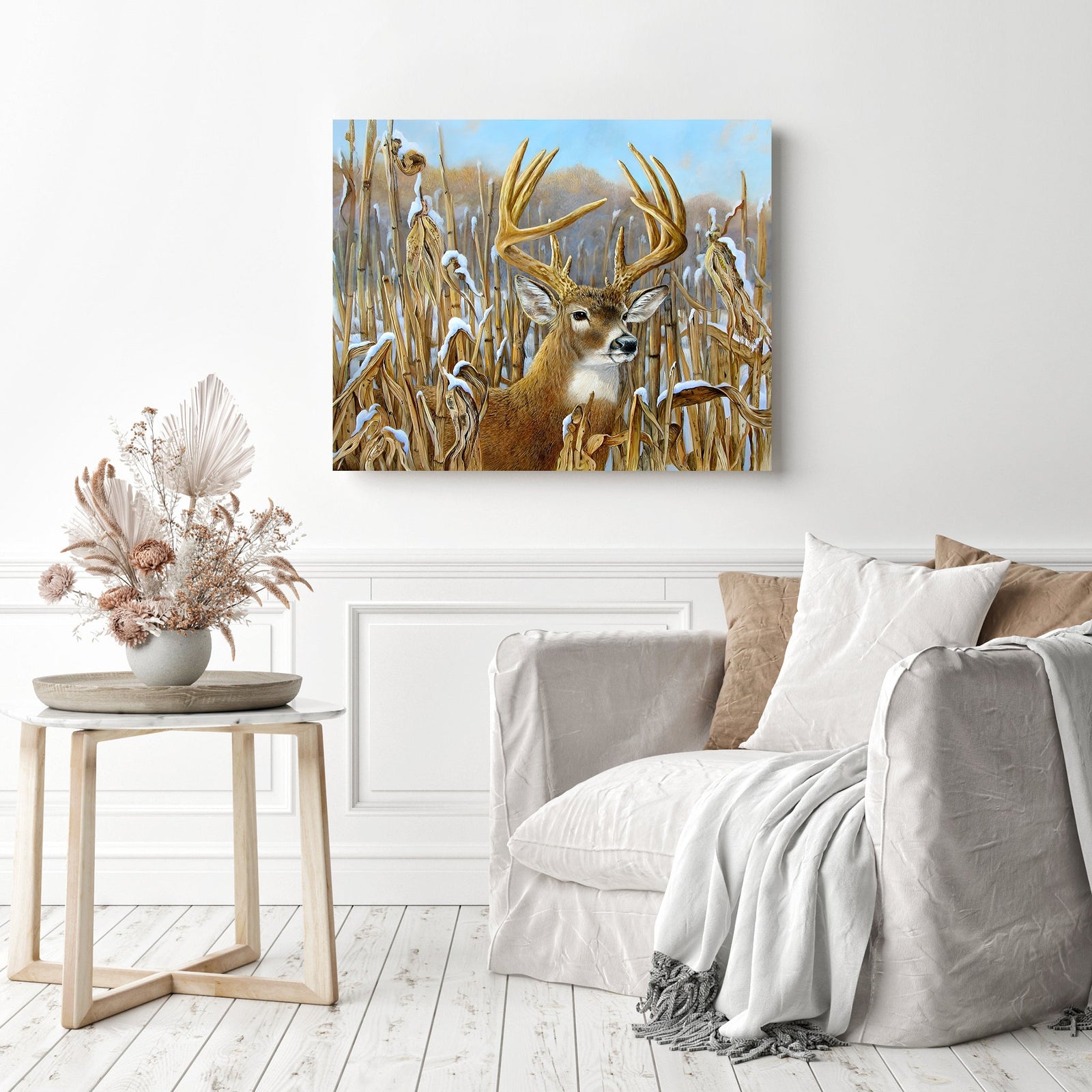 White Tail Deer | Diamond Painting Displayed as Home Decor