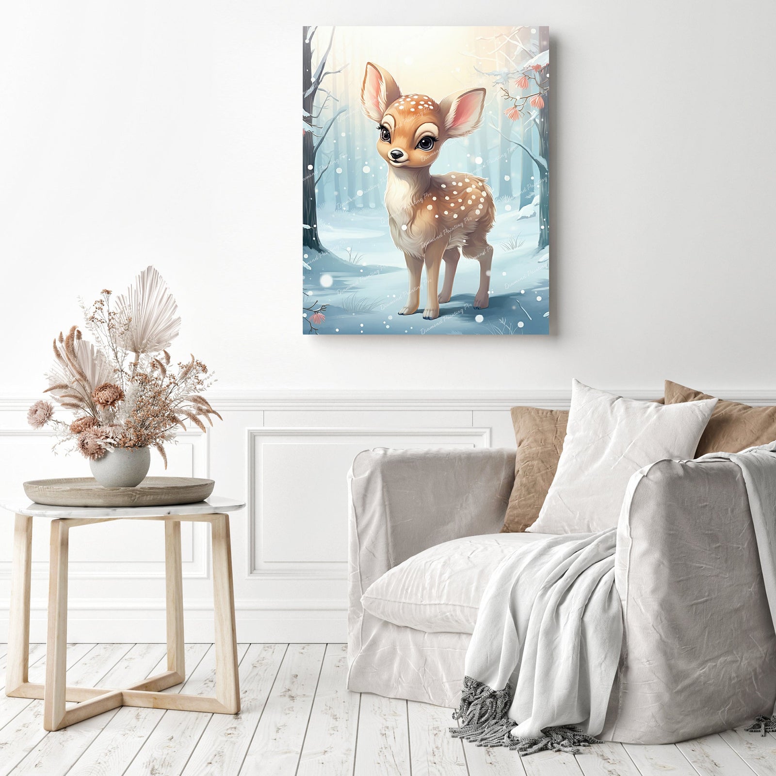 Merry Deer | Diamond Painting Displayed as Home Decor