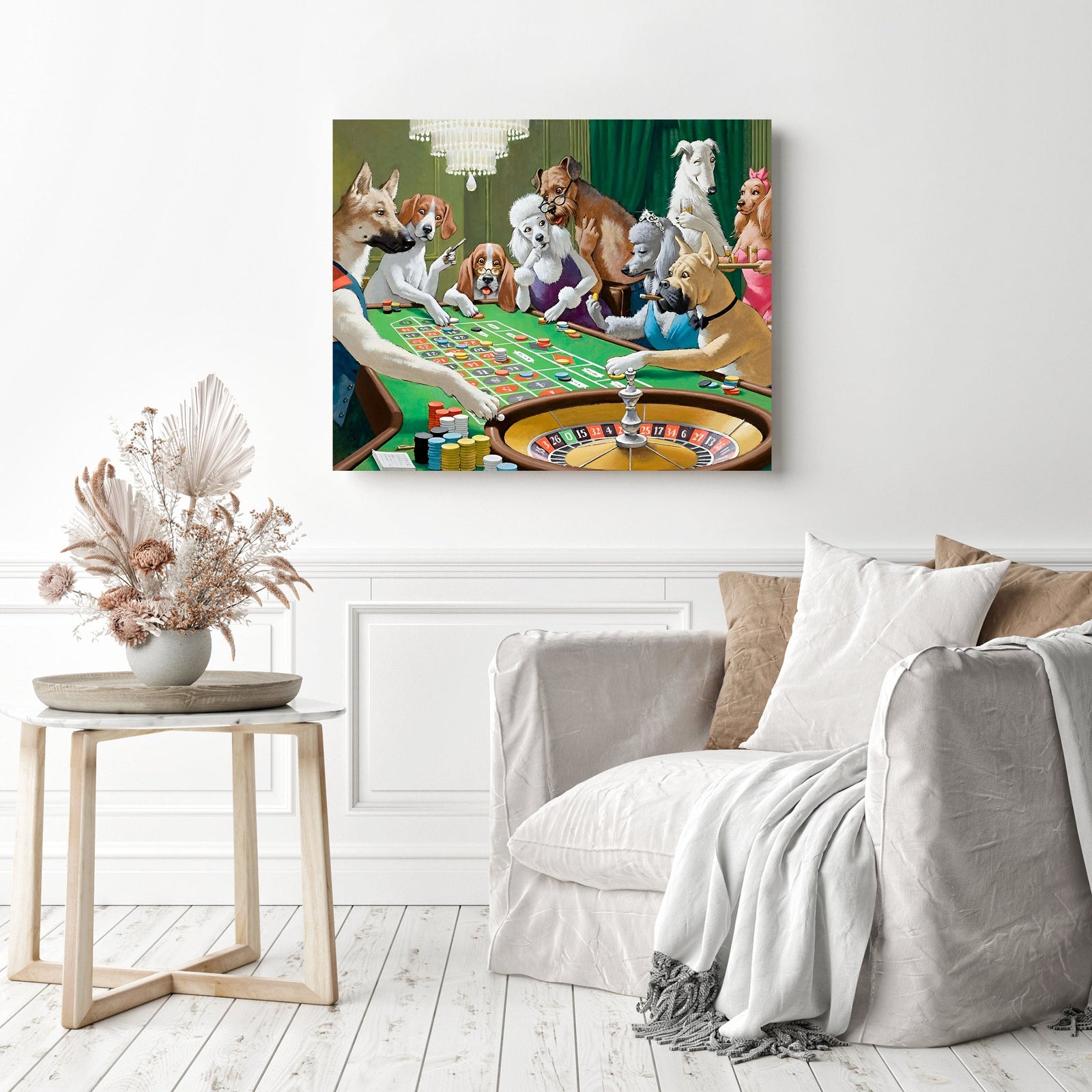 Gambling Dogs | Diamond Painting Displayed as Home Decor