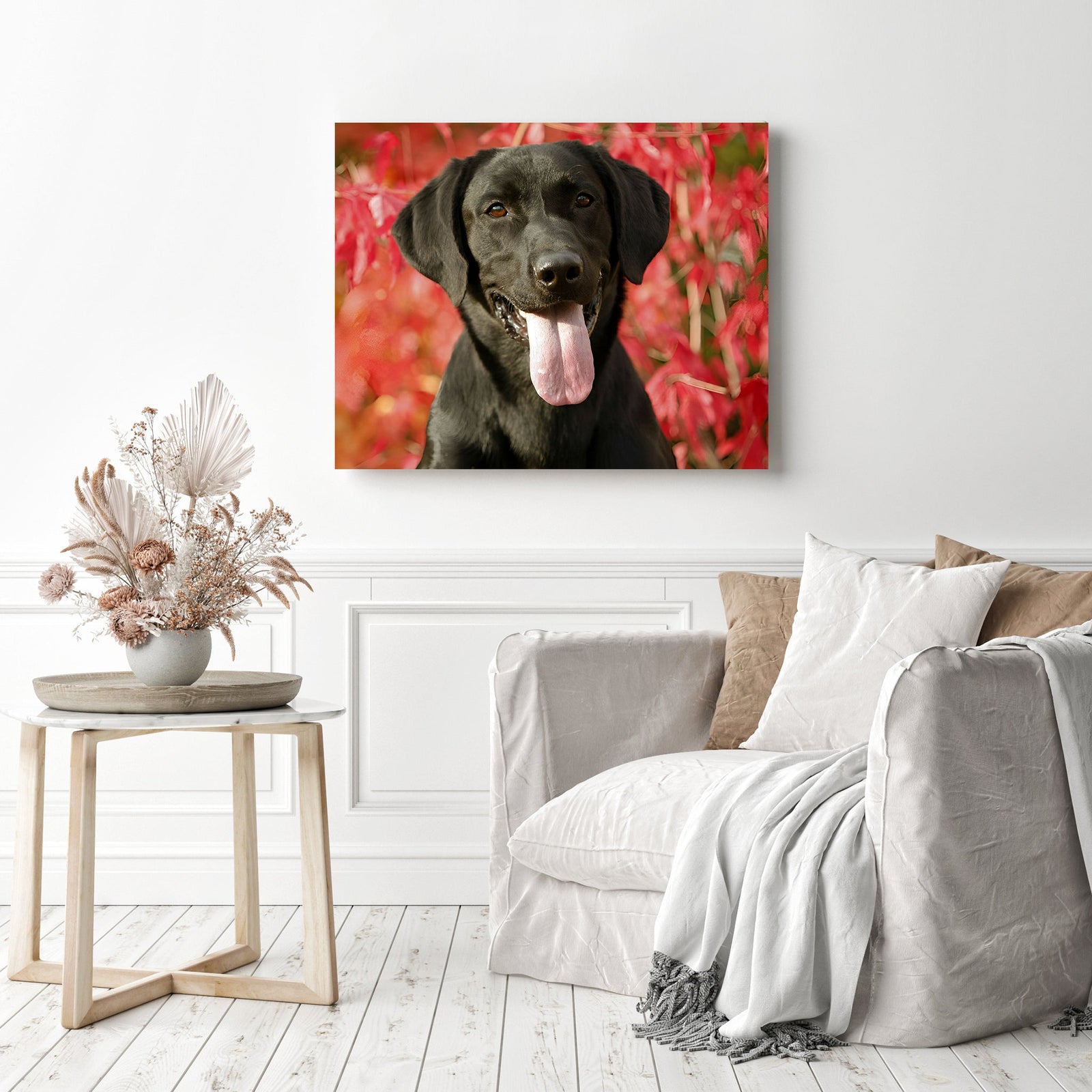 Black Labrador | Diamond Painting Displayed as Home Decor