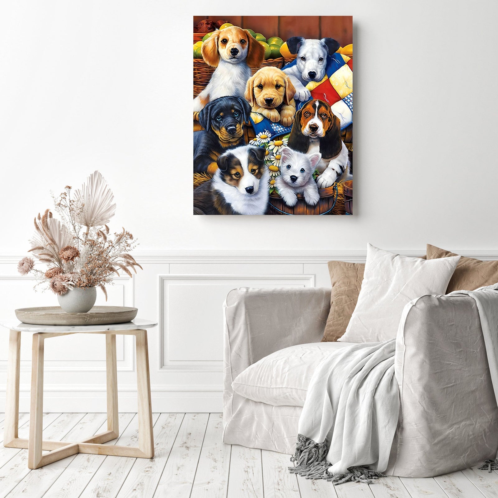 Cute Dogs | Diamond Painting Displayed as Home Decor