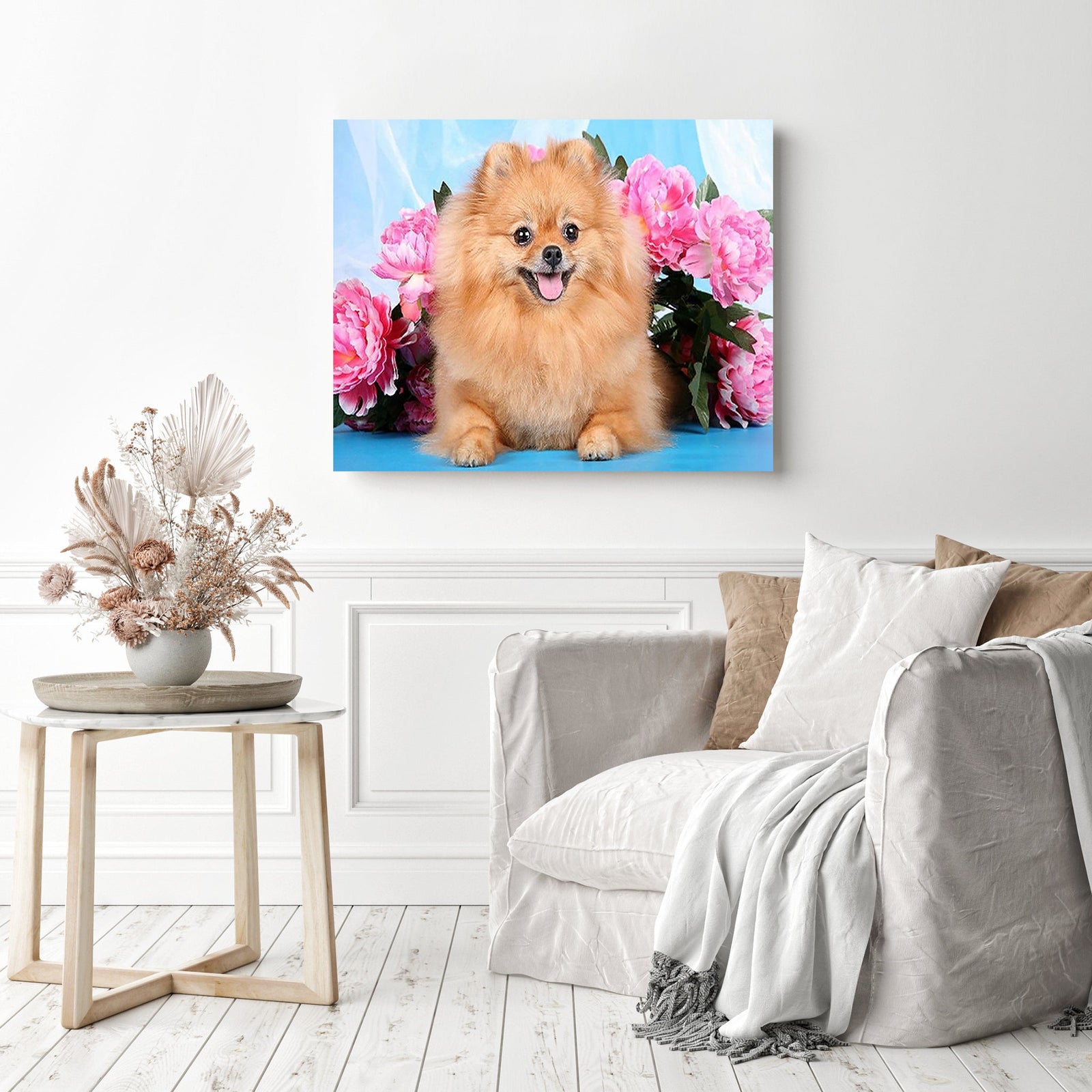 Cute Pomeranian Dog | Diamond Painting Displayed as Home Decor