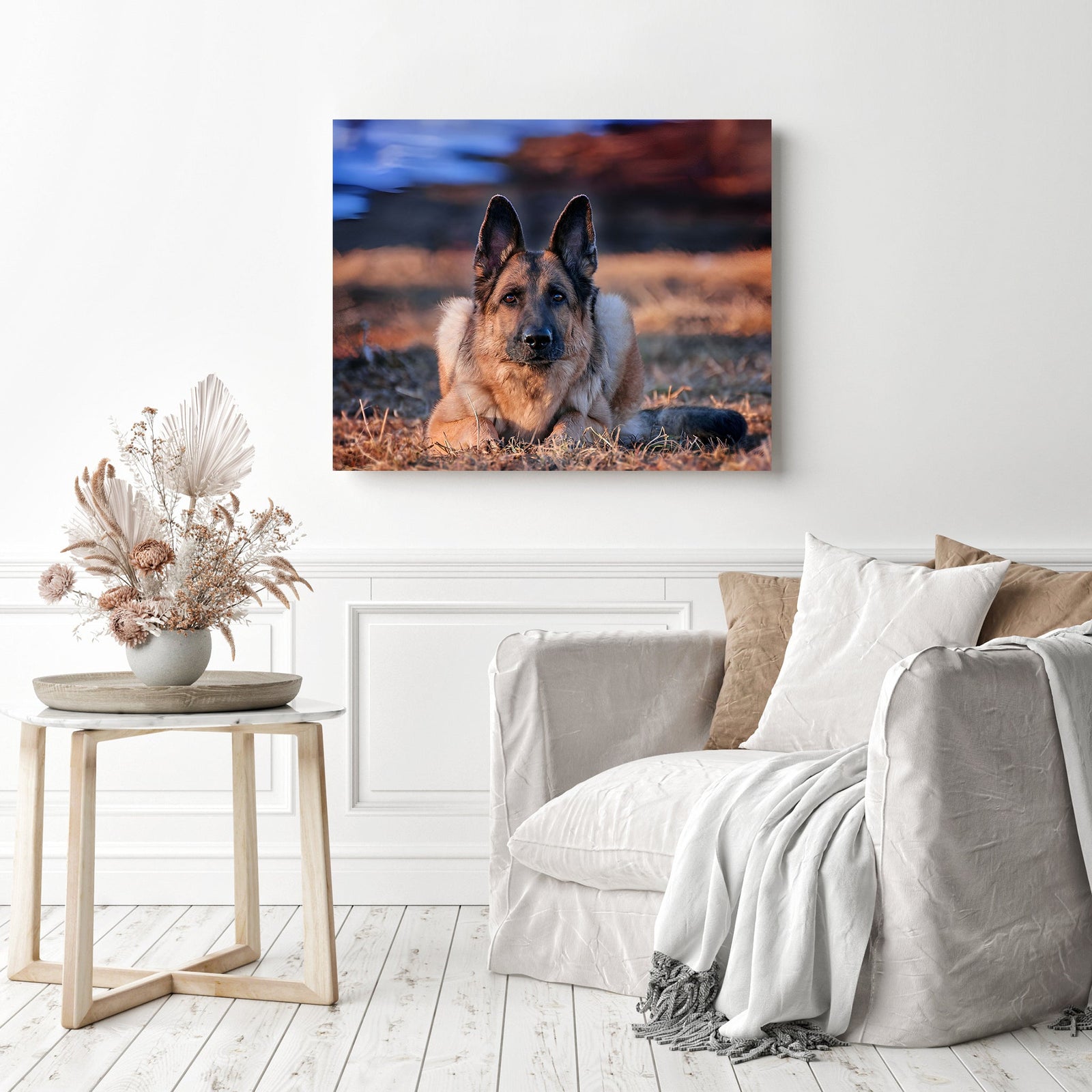 German Shepherd | Diamond Painting Displayed as Home Decor