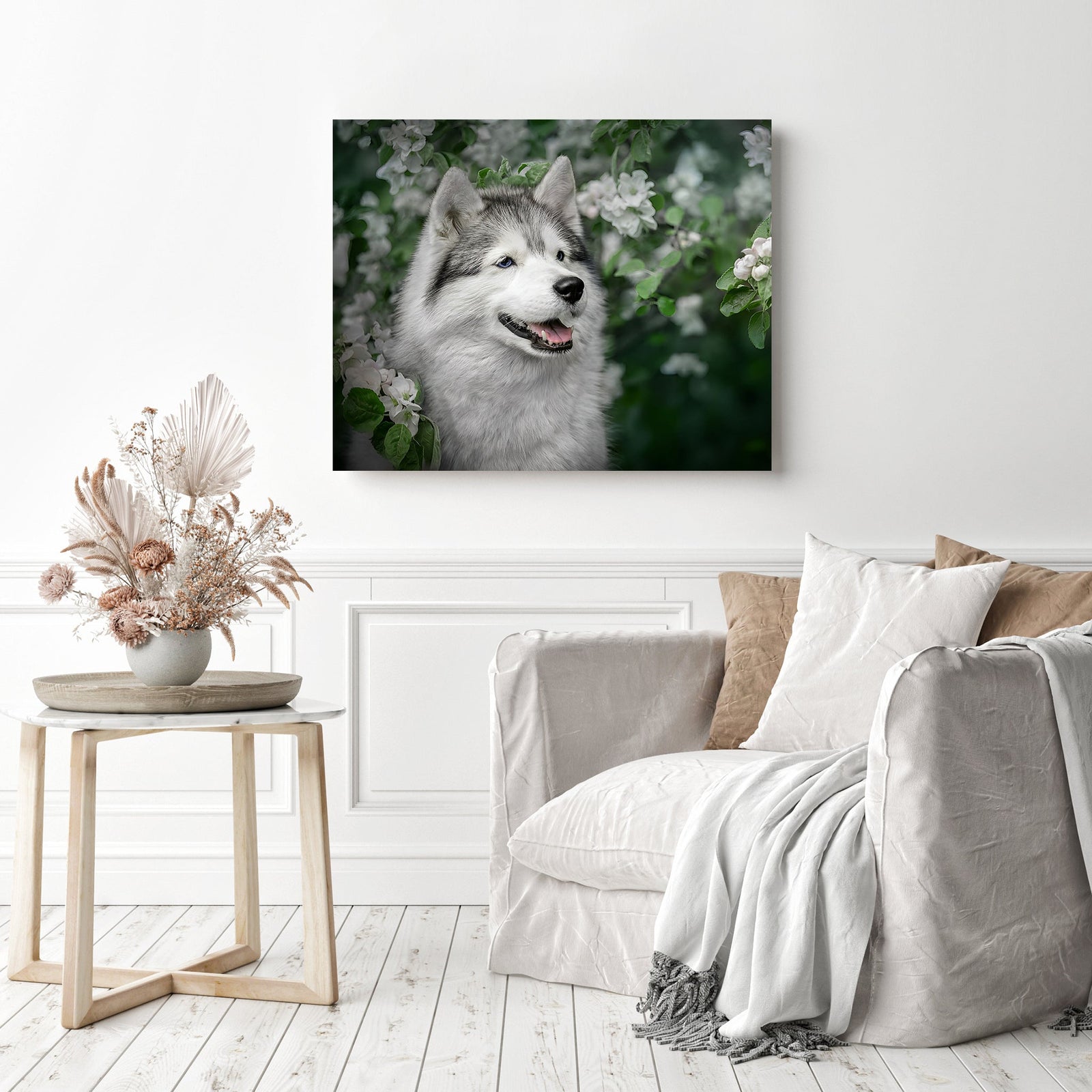 Husky Dog | Diamond Painting Displayed as Home Decor