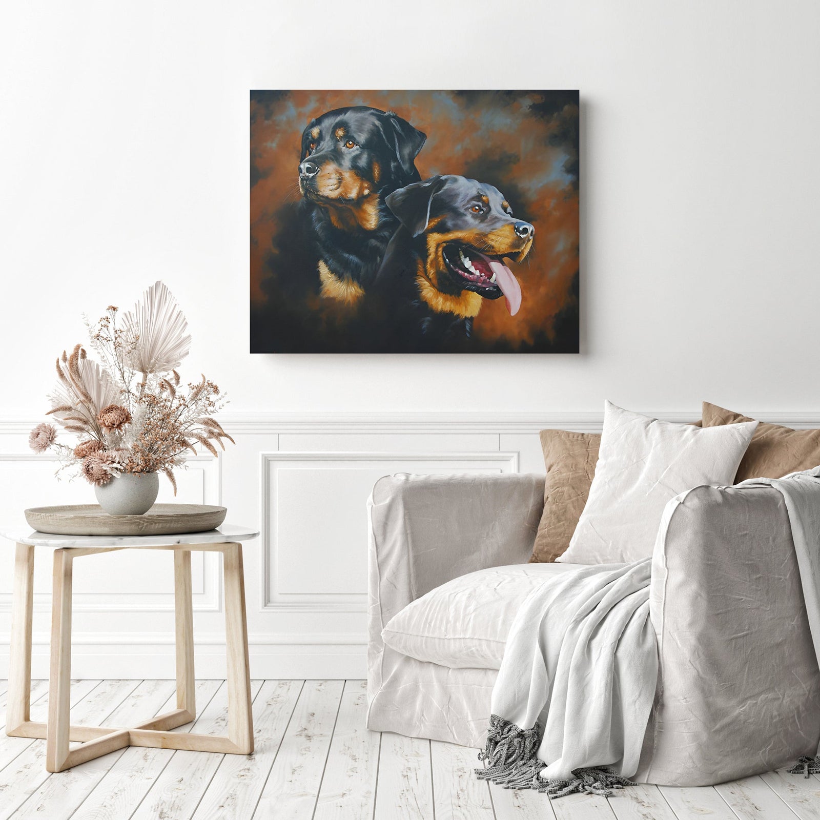 Rottweiler | Diamond Painting Displayed as Home Decor