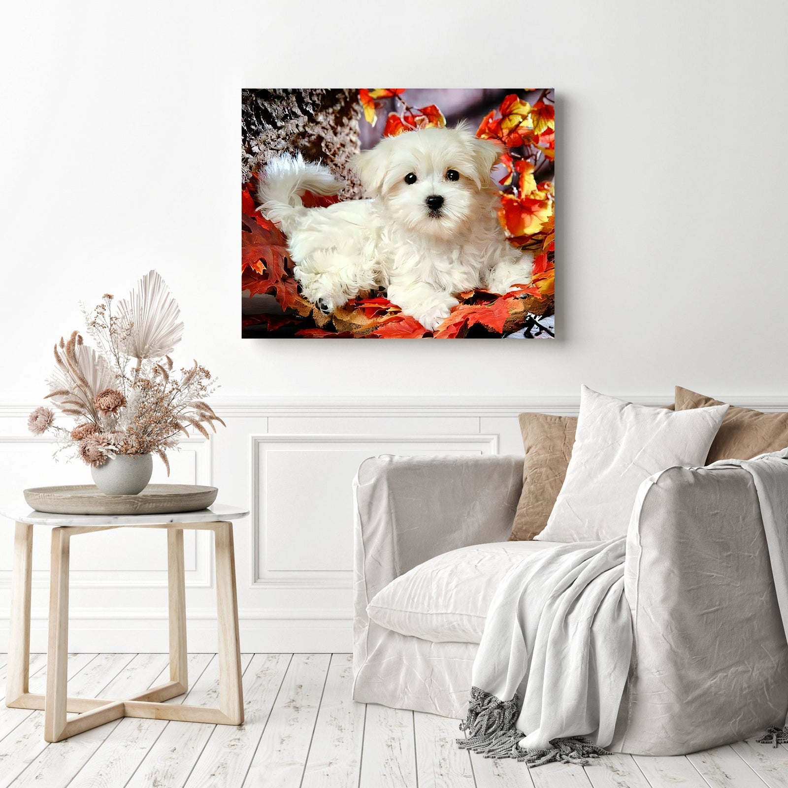 Oscar the Dog | Diamond Painting Displayed as Home Decor