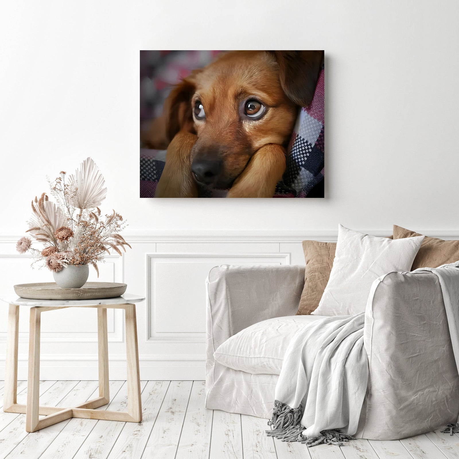 Puppy Dog Eyes | Diamond Painting Displayed as Home Decor