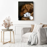 Cuddling with My Friend | Diamond Painting Displayed as Home Decor