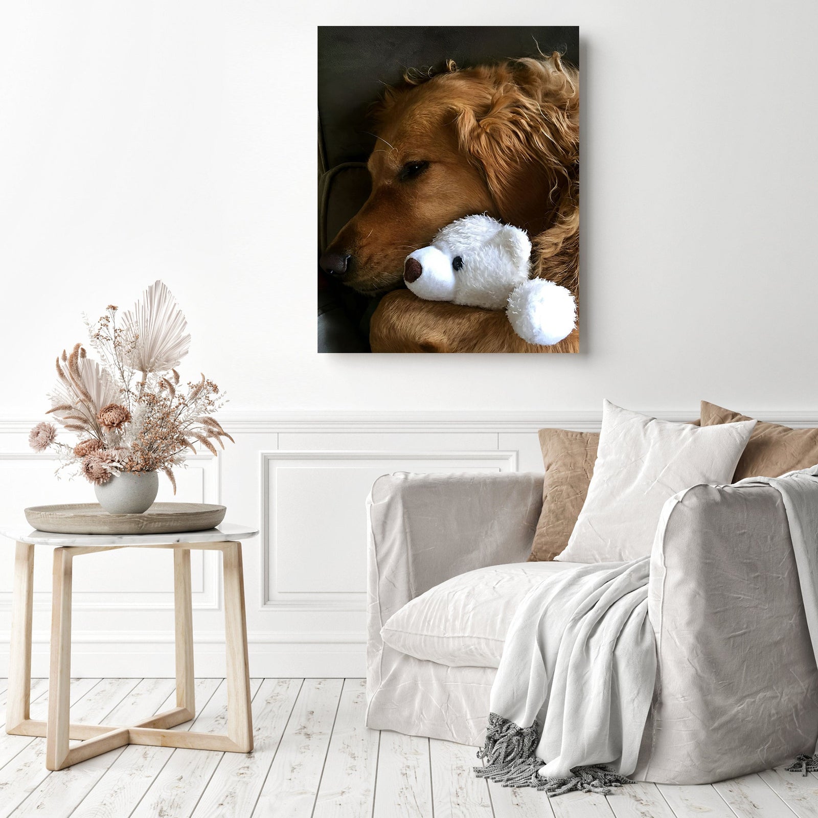 Cuddling with My Friend | Diamond Painting Displayed as Home Decor