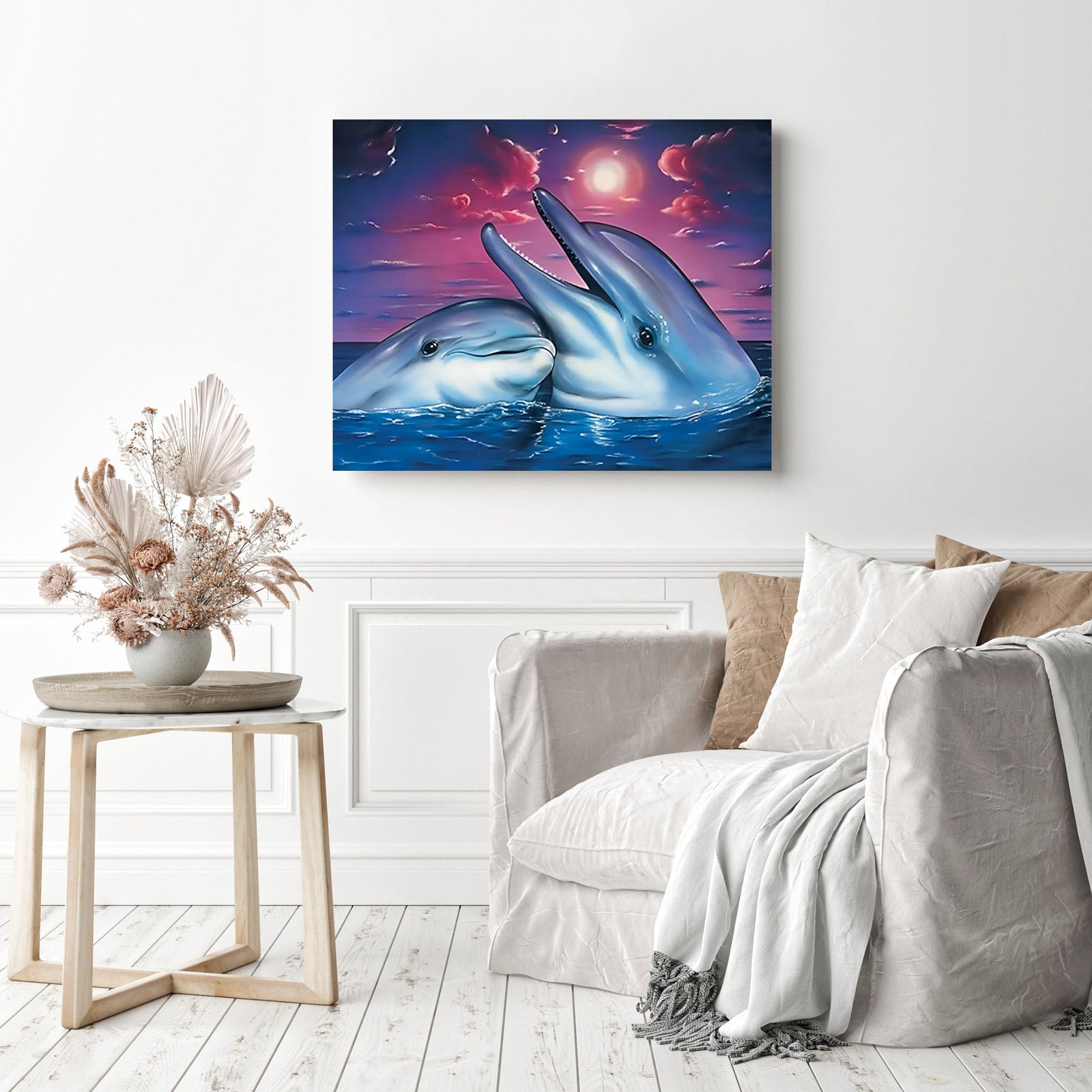 Dolphin Lover | Diamond Painting Displayed as Home Decor