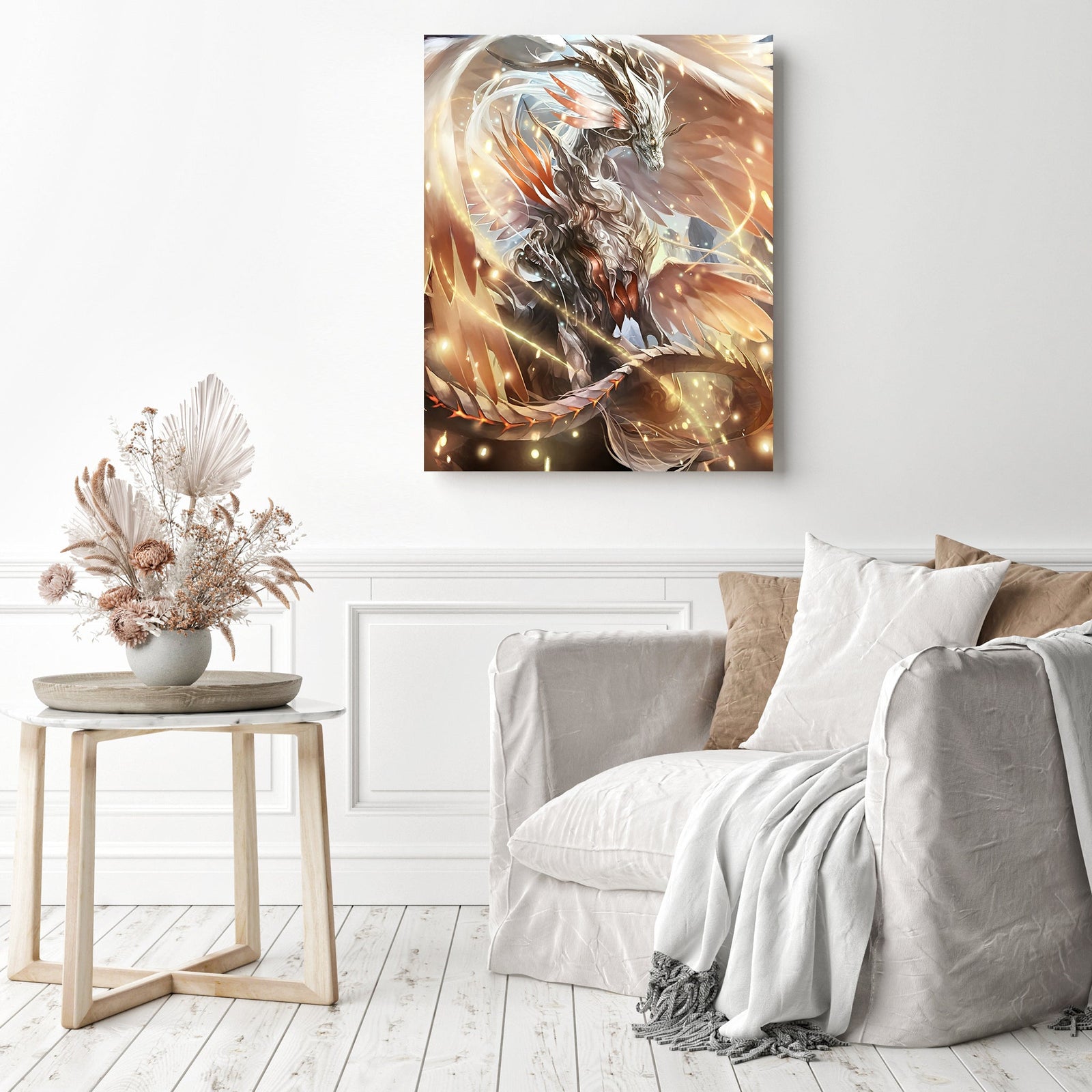 Dragon God | Diamond Painting Displayed as Home Decor