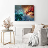 Ice Dragon nd Fire Dragon Battle | Diamond Painting Displayed as Home Decor