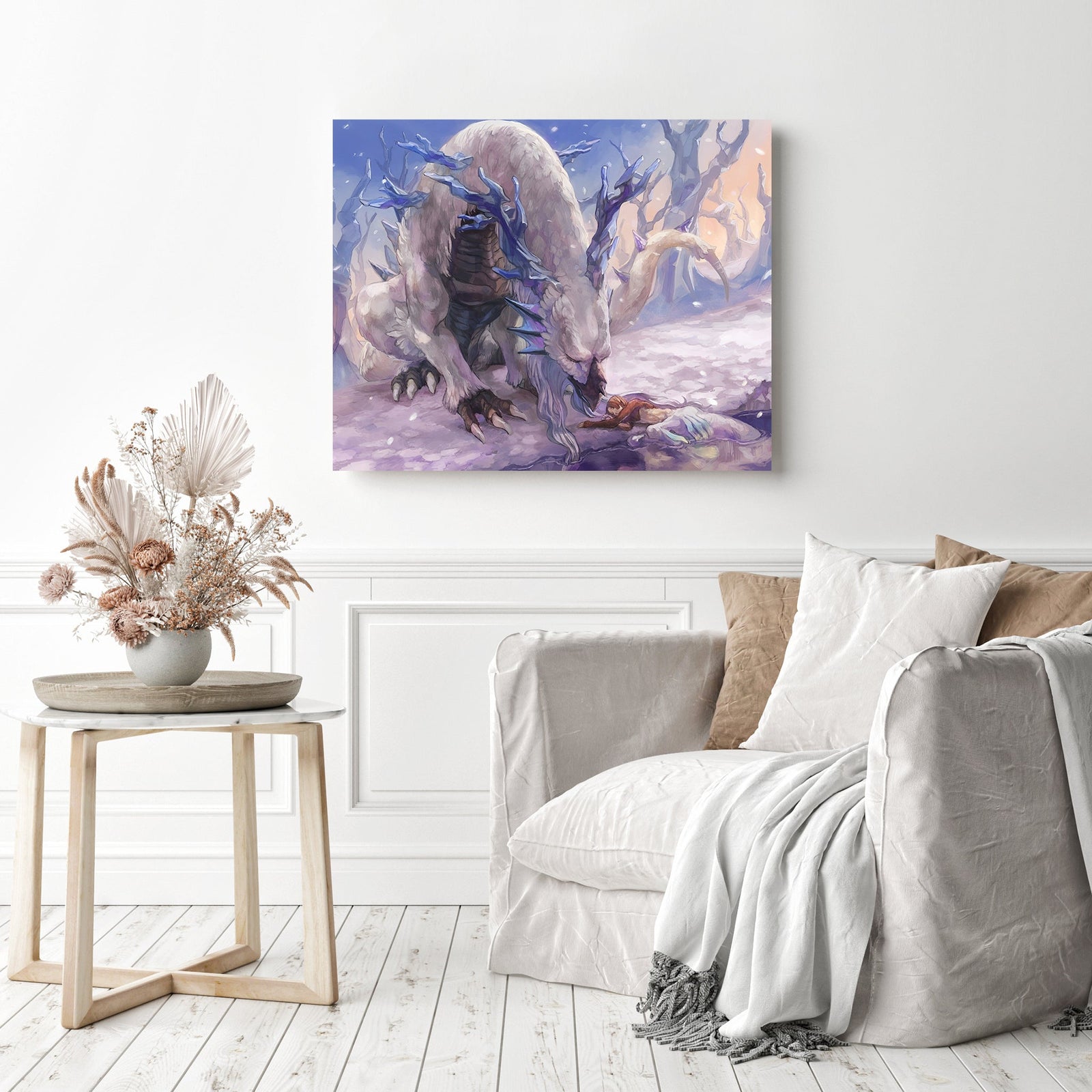 Ice Dragon Healing | Diamond Painting Displayed as Home Decor