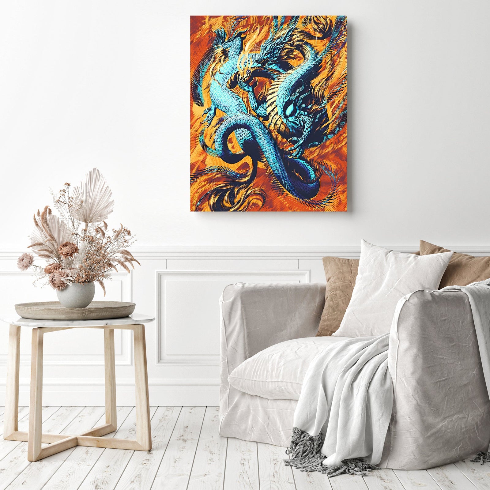 Oriental Dragon | Diamond Painting Displayed as Home Decor