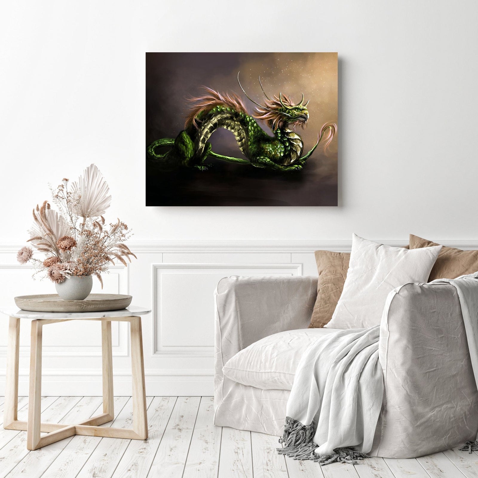 Hairy Dragon | Diamond Painting Displayed as Home Decor