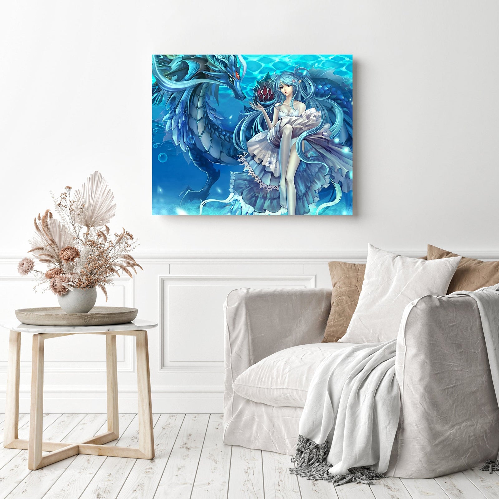 Dragon Girl | Diamond Painting Displayed as Home Decor