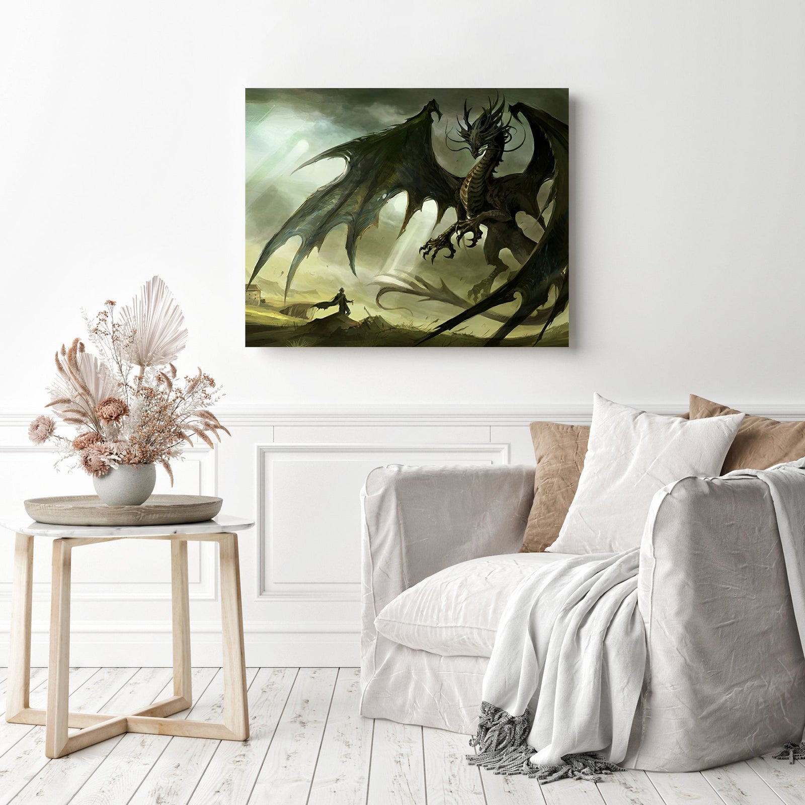 Dark Dragon | Diamond Painting Displayed as Home Decor