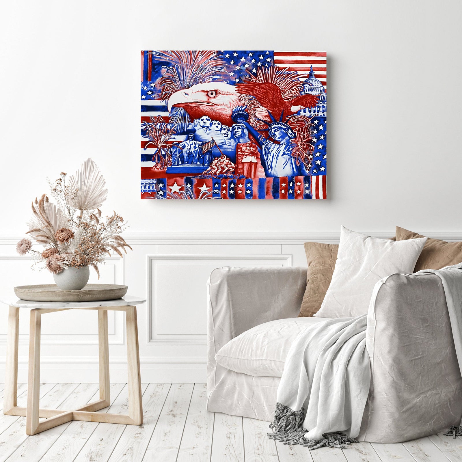 American Eagle and Icons | Diamond Painting Displayed as Home Decor