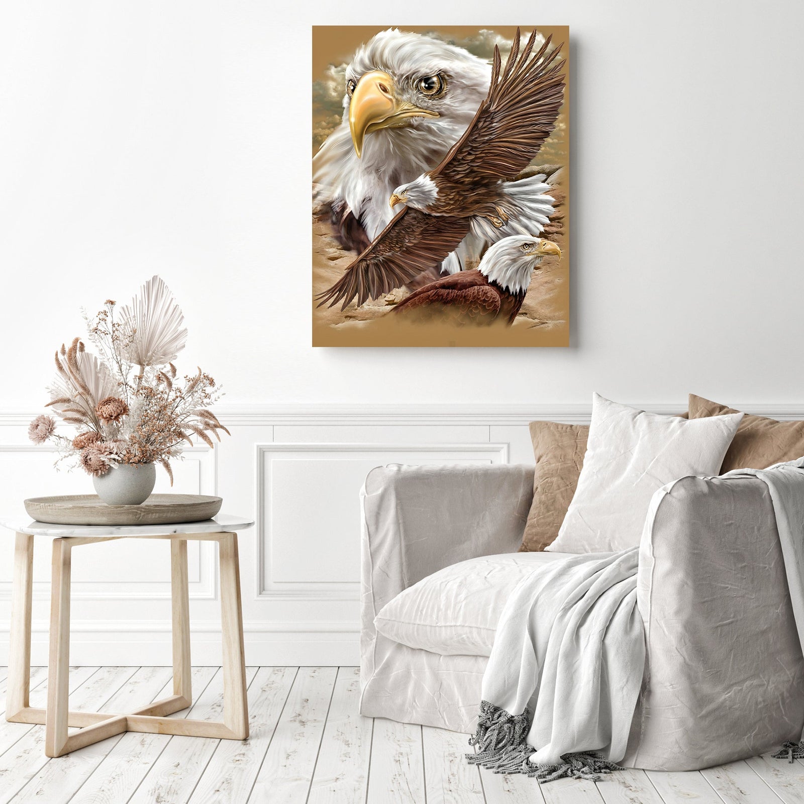 Eagle Soaring | Diamond Painting Displayed as Home Decor