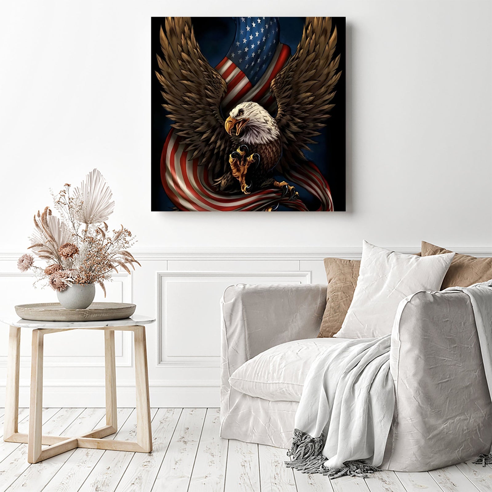 Eagle Star and Stripe | Diamond Painting Displayed as Home Decor