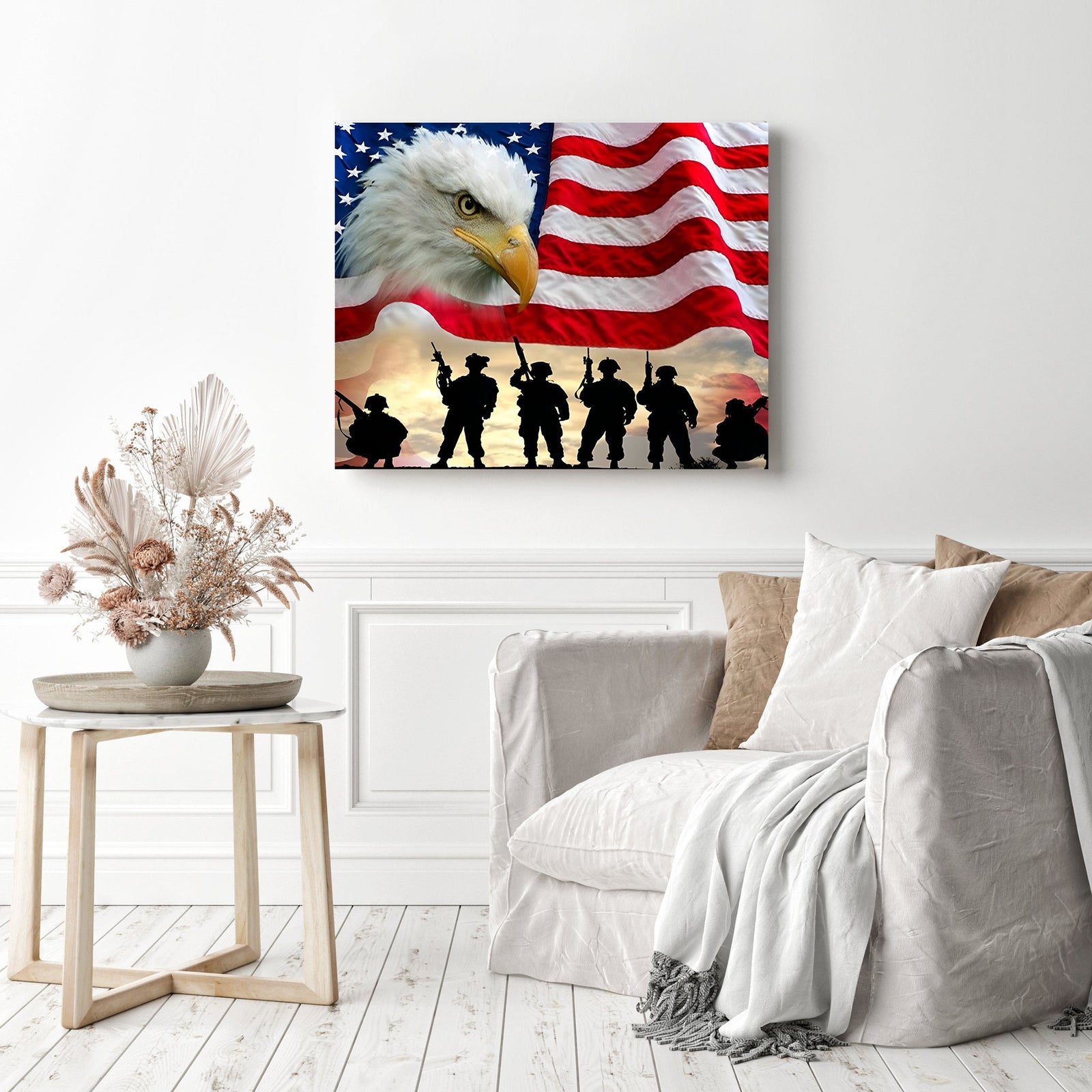 Flag and Eagle | Diamond Painting Displayed as Home Decor