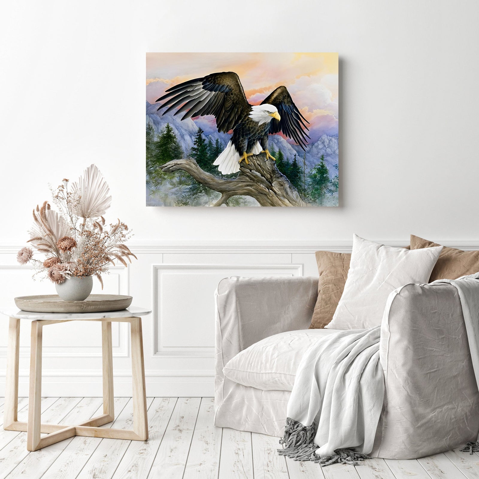 Falcon | Diamond Painting Displayed as Home Decor