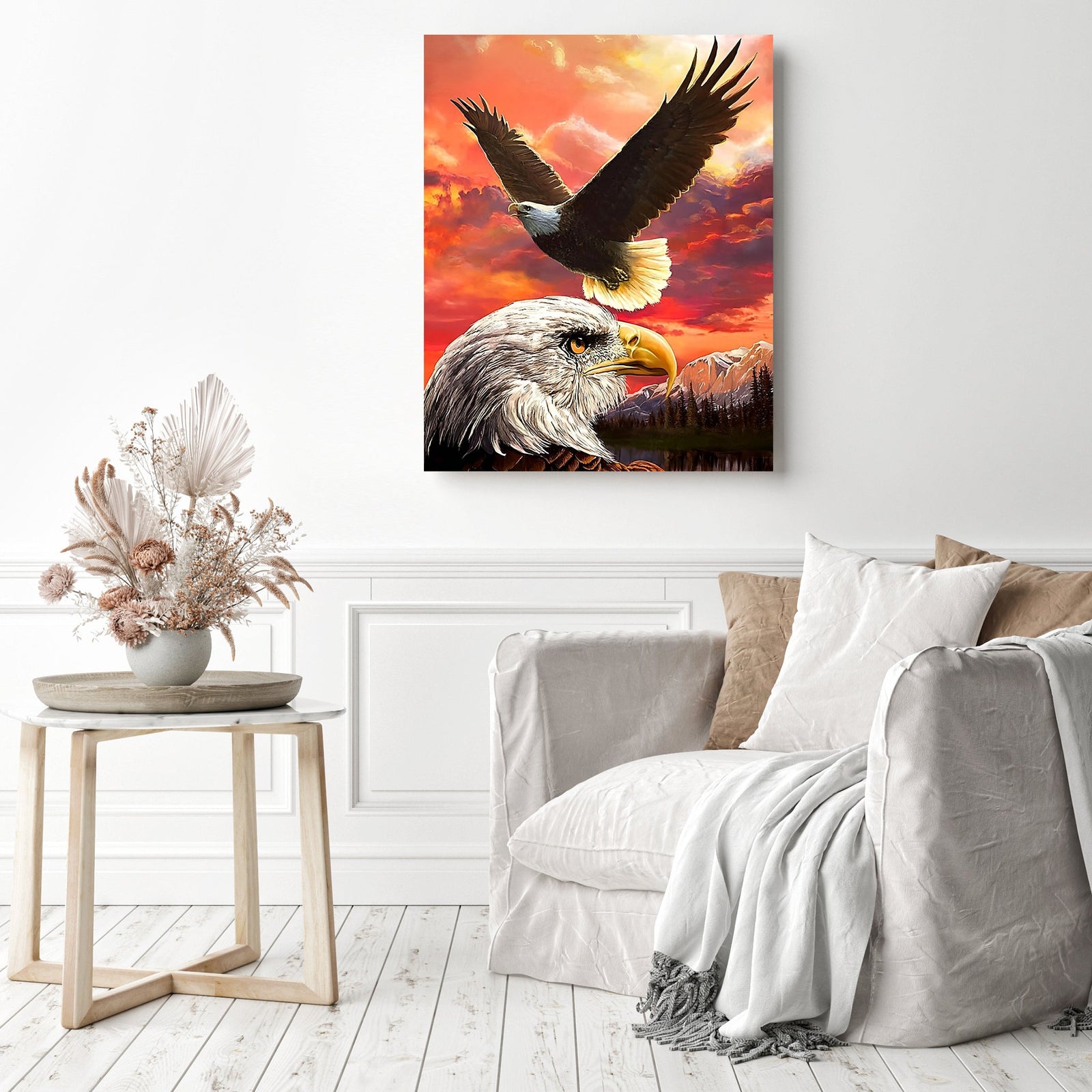 Flying Eagles | Diamond Painting Displayed as Home Decor