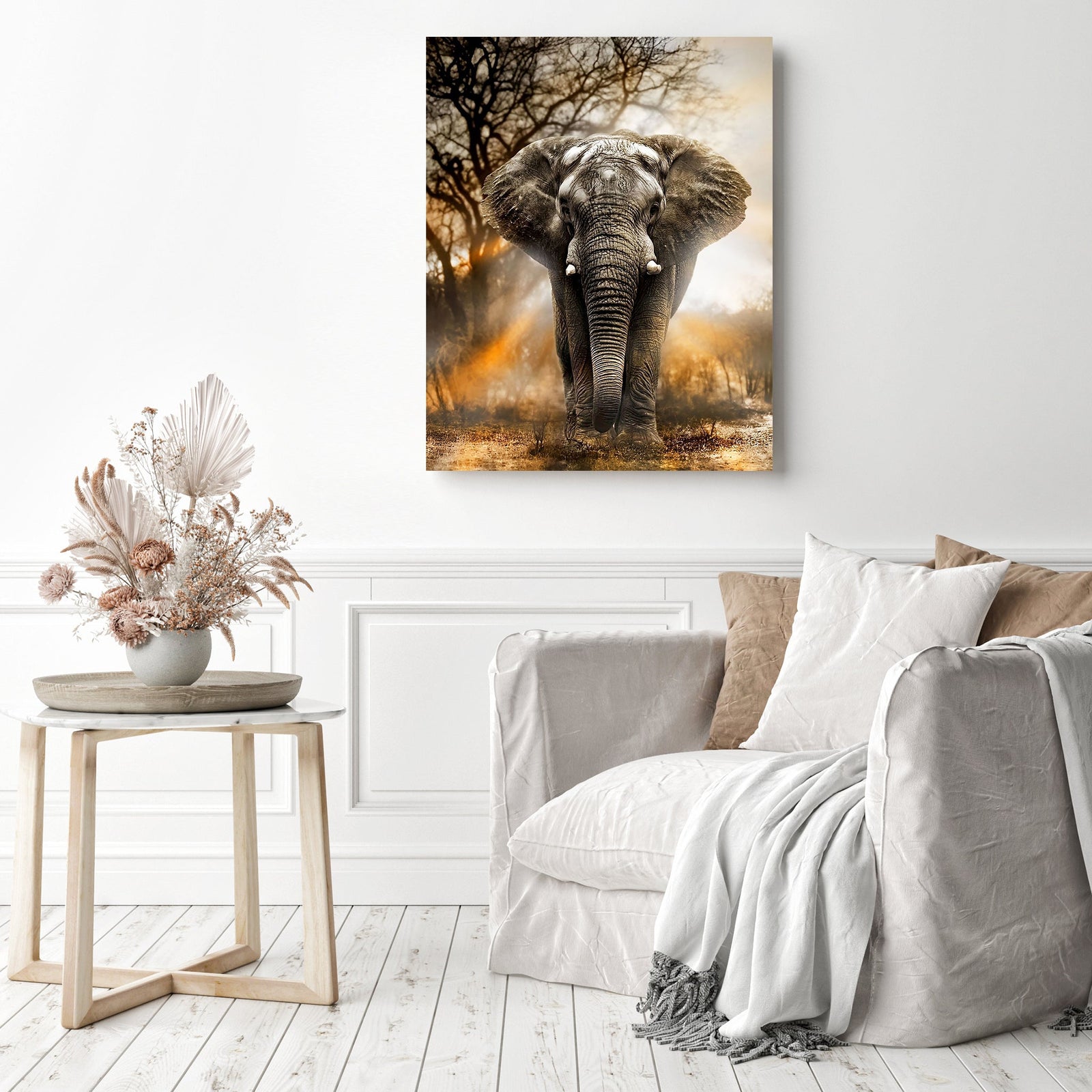 Illustrious Elephant | Diamond Painting Displayed as Home Decor