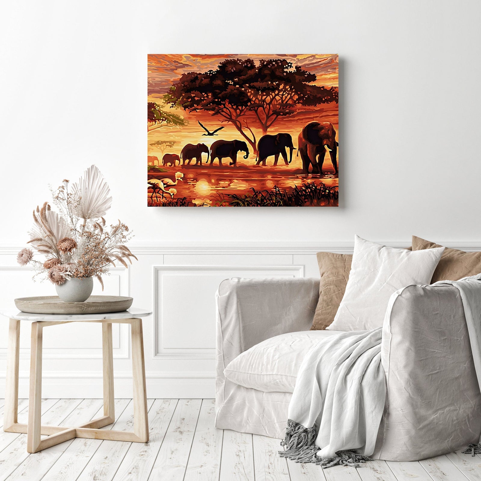 A Club of Elephants | Diamond Painting Displayed as Home Decor