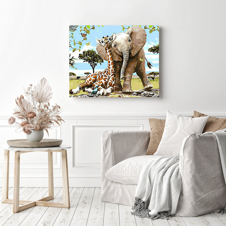 Elephant and Giraffe | Diamond Painting