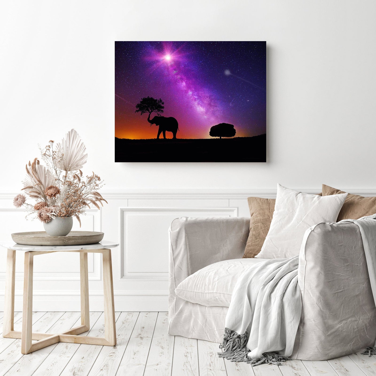 Elephant in Another Galaxy | Diamond Painting Displayed as Home Decor