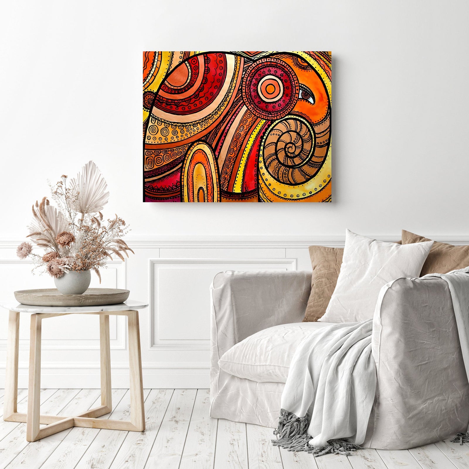 Elephant Mandala Pattern | Diamond Painting Displayed as Home Decor