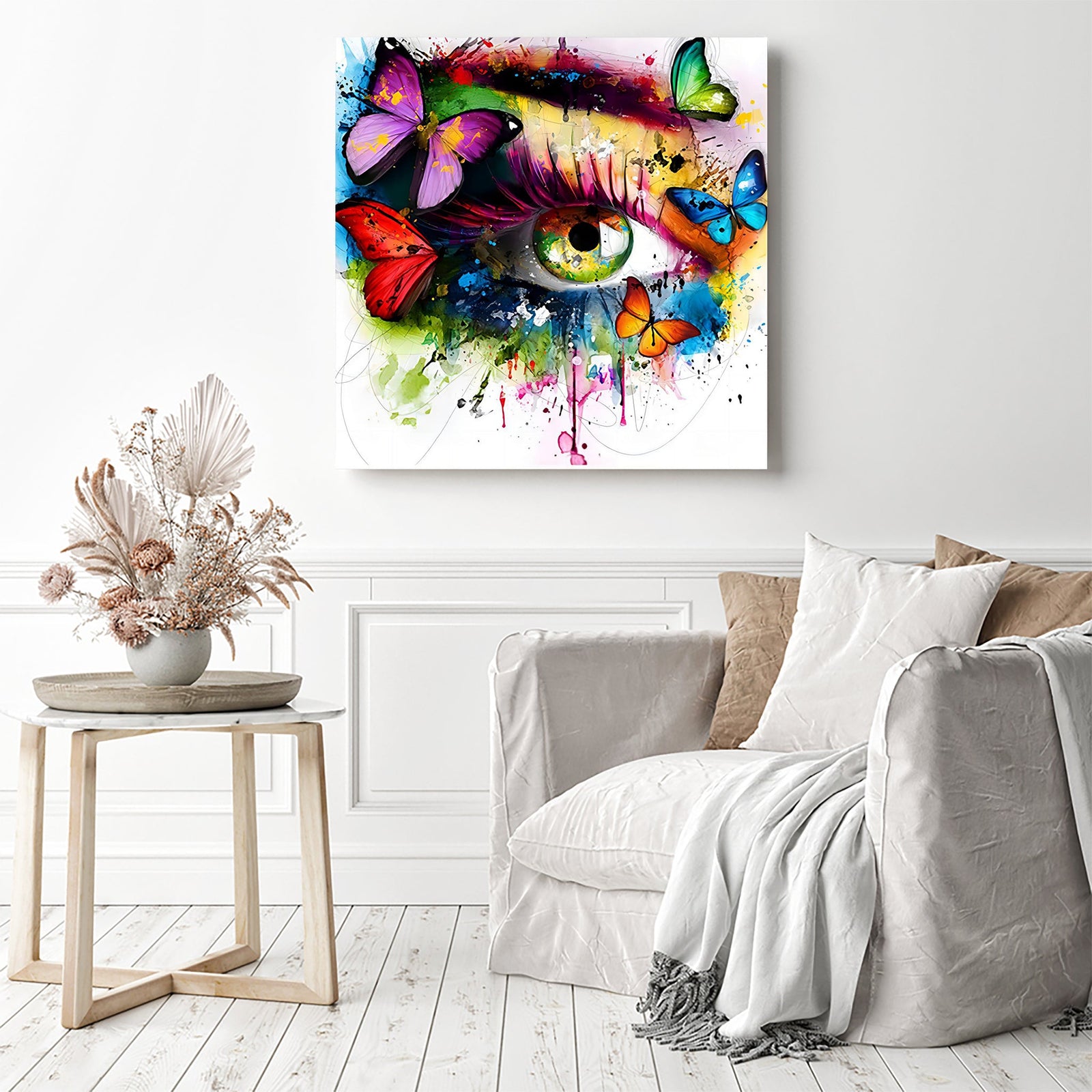 Colorful Eyes Butterfly | Diamond Painting Displayed as Home Decor