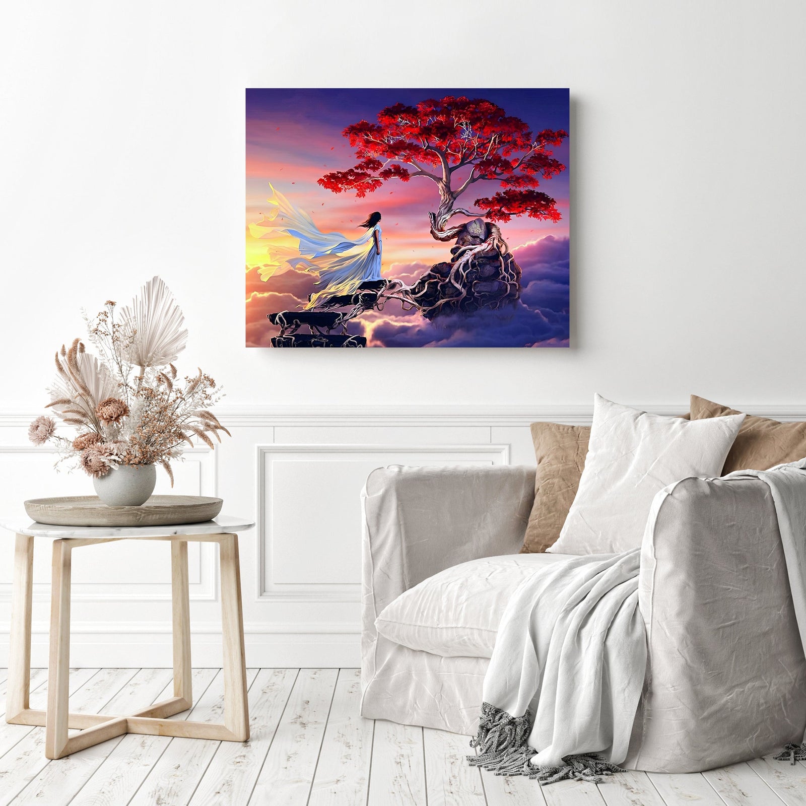 Fantasy Sakura Tree | Diamond Painting Displayed as Home Decor