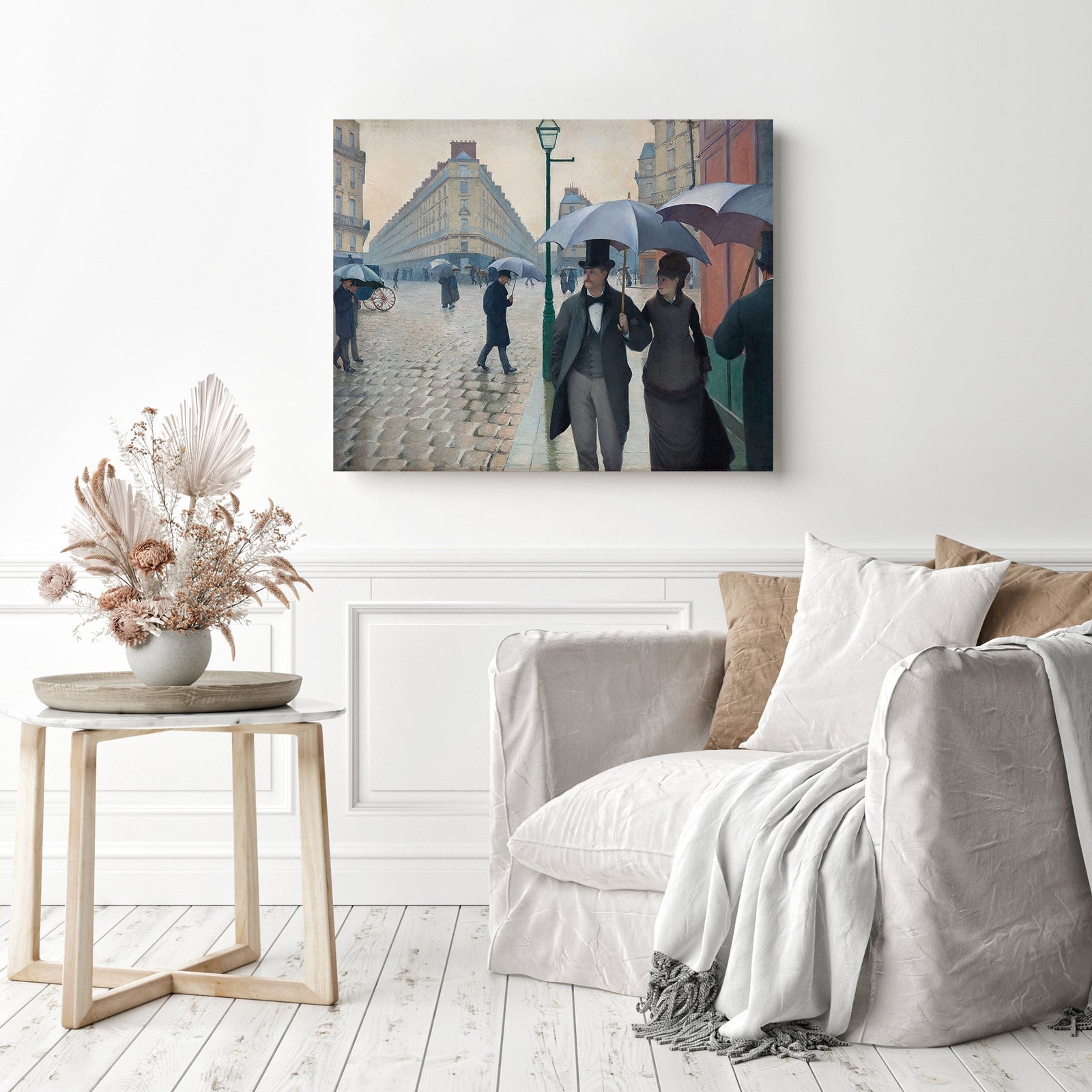 Paris Street Rainy Day | Diamond Painting Displayed as Home Decor