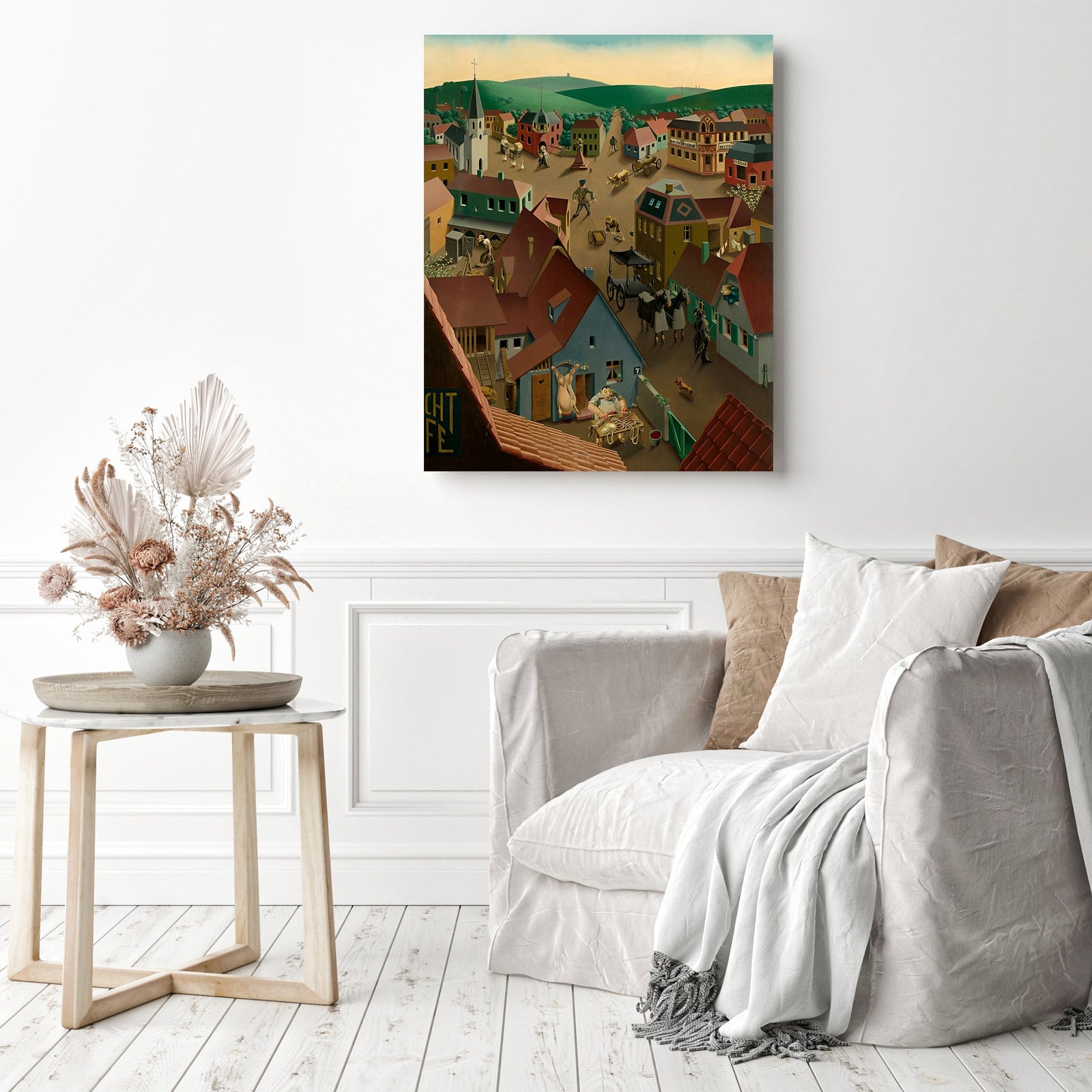 Small Town by Day | Diamond Painting Displayed as Home Decor