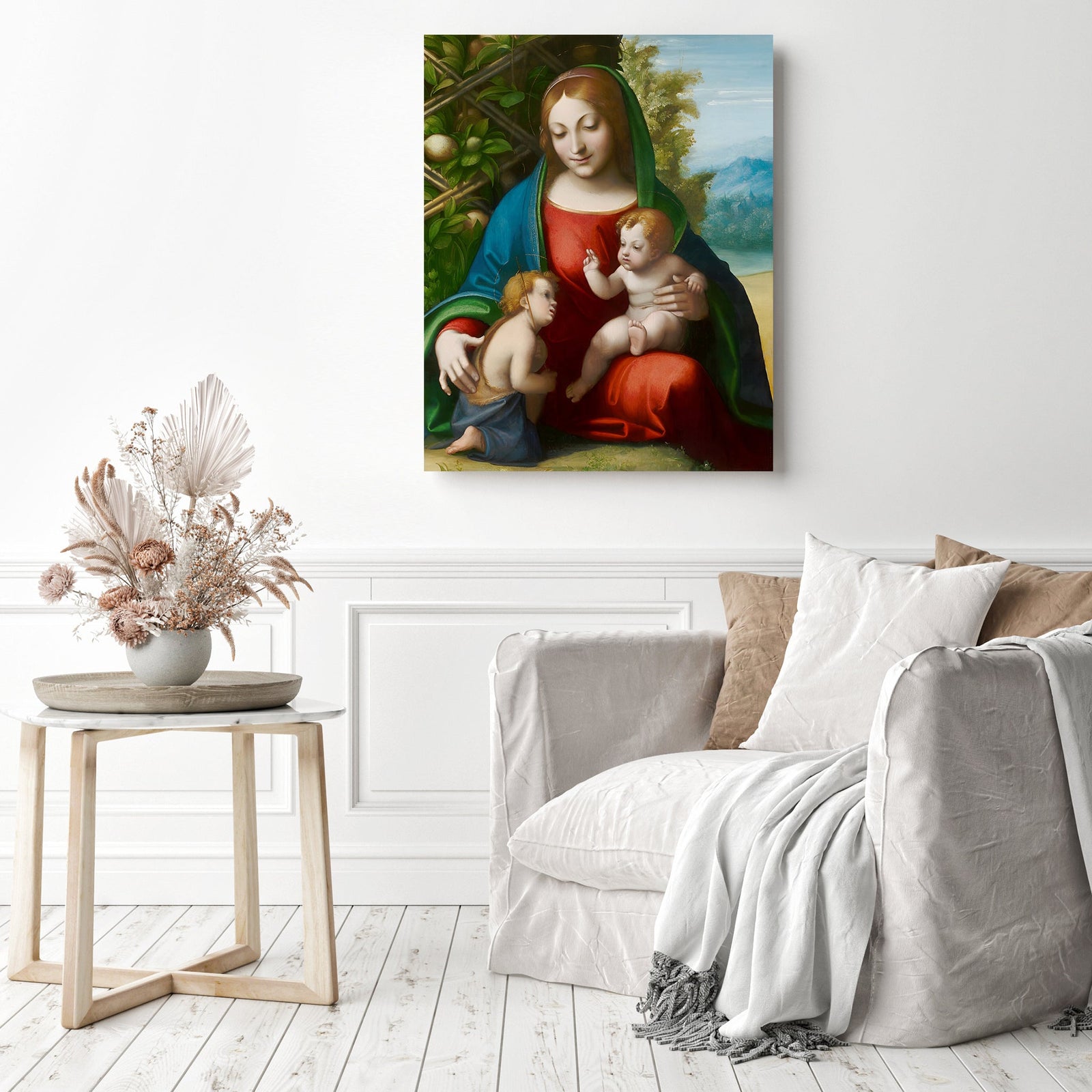 Virgin and Child with the Young Saint John the Baptist | Diamond Painting Displayed as Home Decor