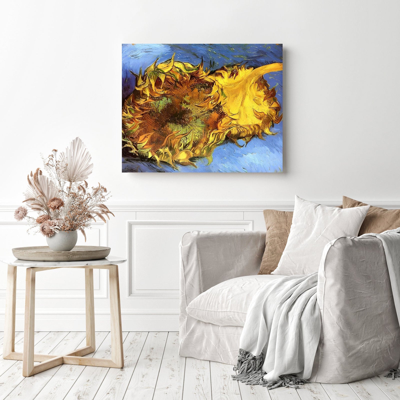 Two Cut Sunflowers - Vincent van Gogh | Diamond Painting Displayed as Home Decor