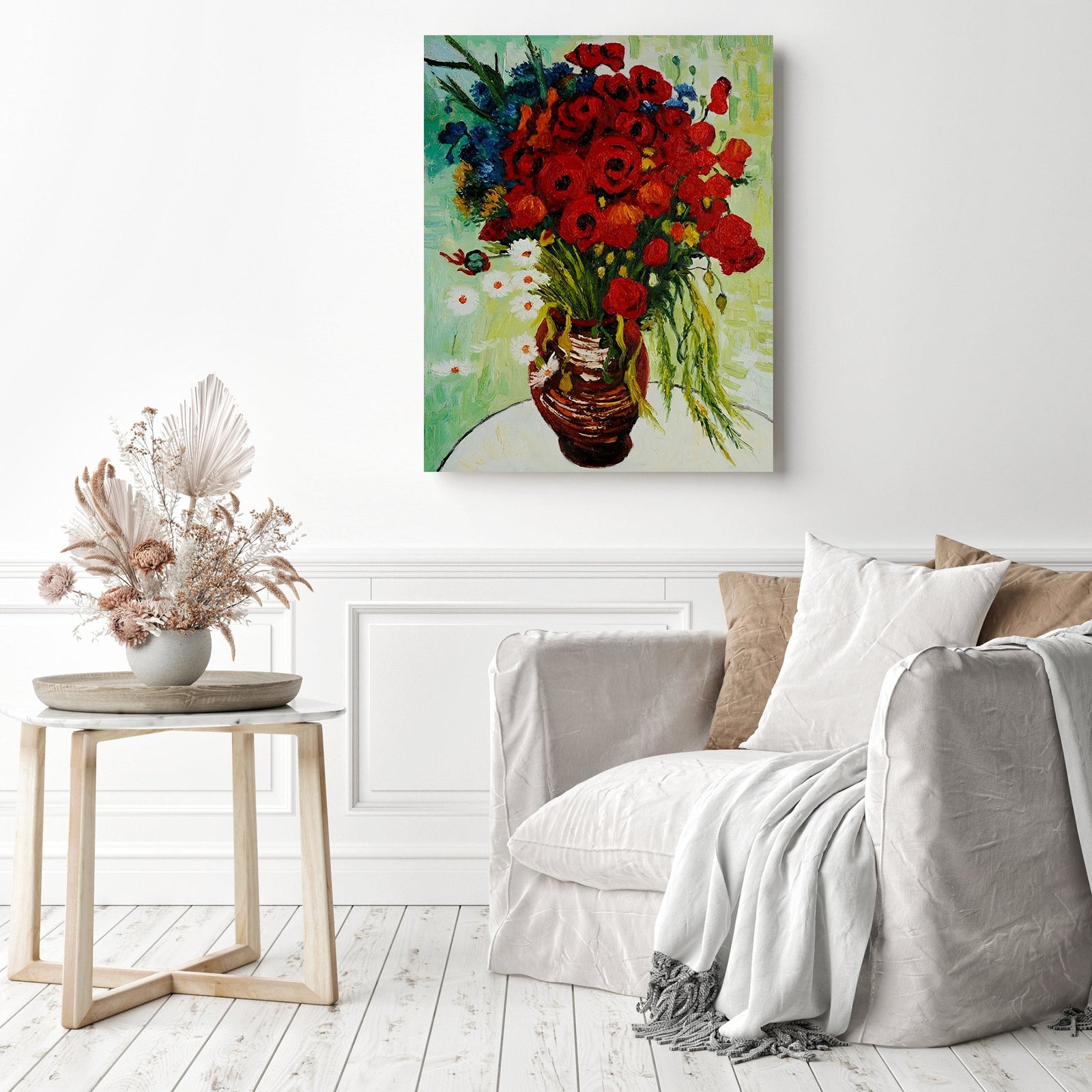 Vase with Daisies and Poppies - Vincent van Gogh | Diamond Painting Displayed as Home Decor