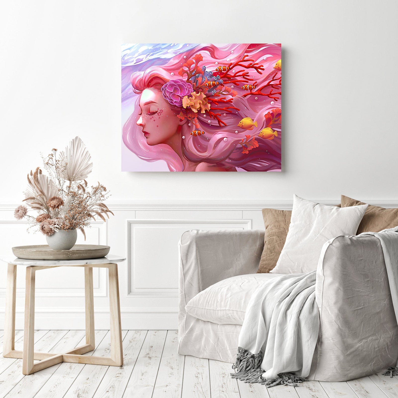 Cartoon Girl Portrait | Diamond Painting Displayed as Home Decor