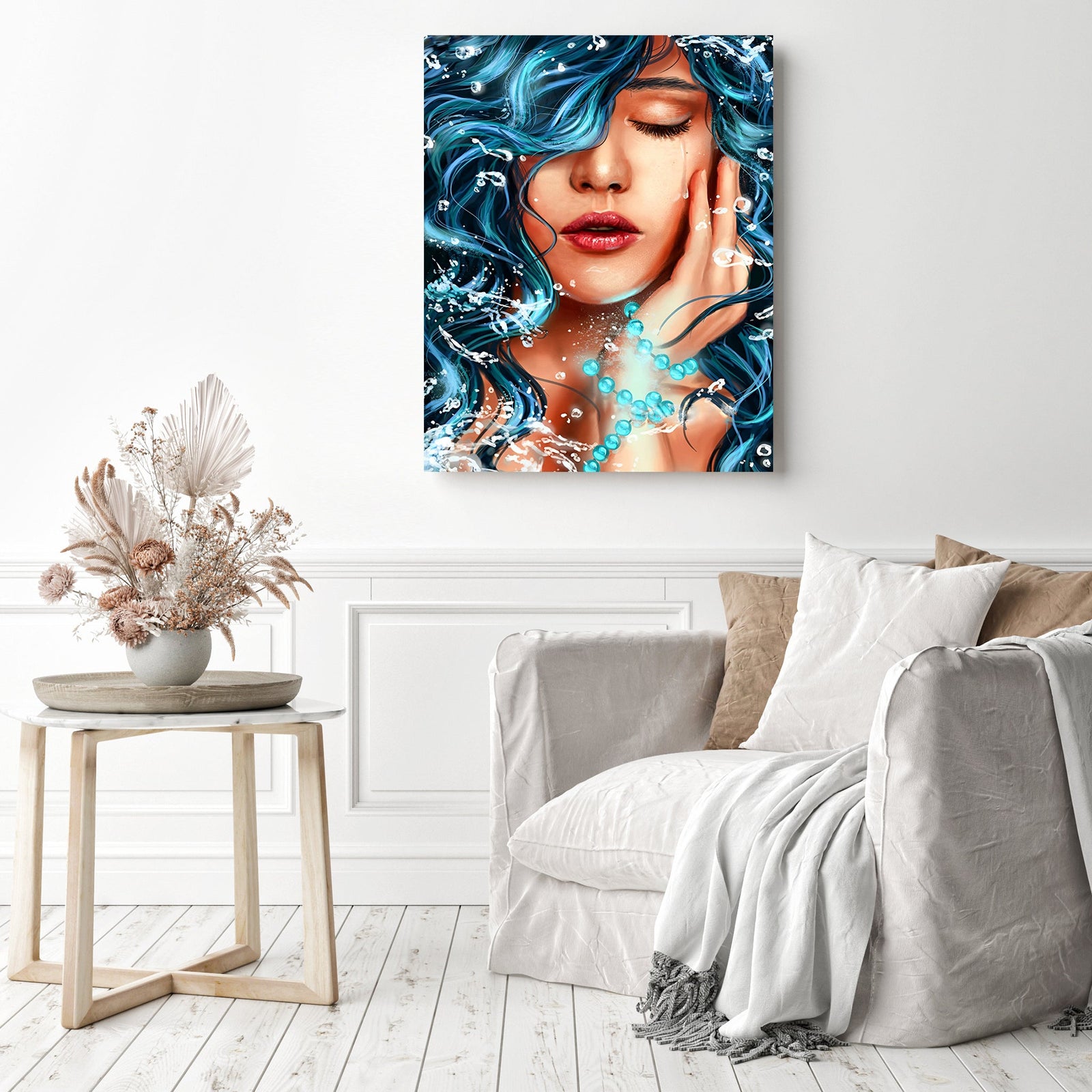 Crying Sad Woman | Diamond Painting Displayed as Home Decor